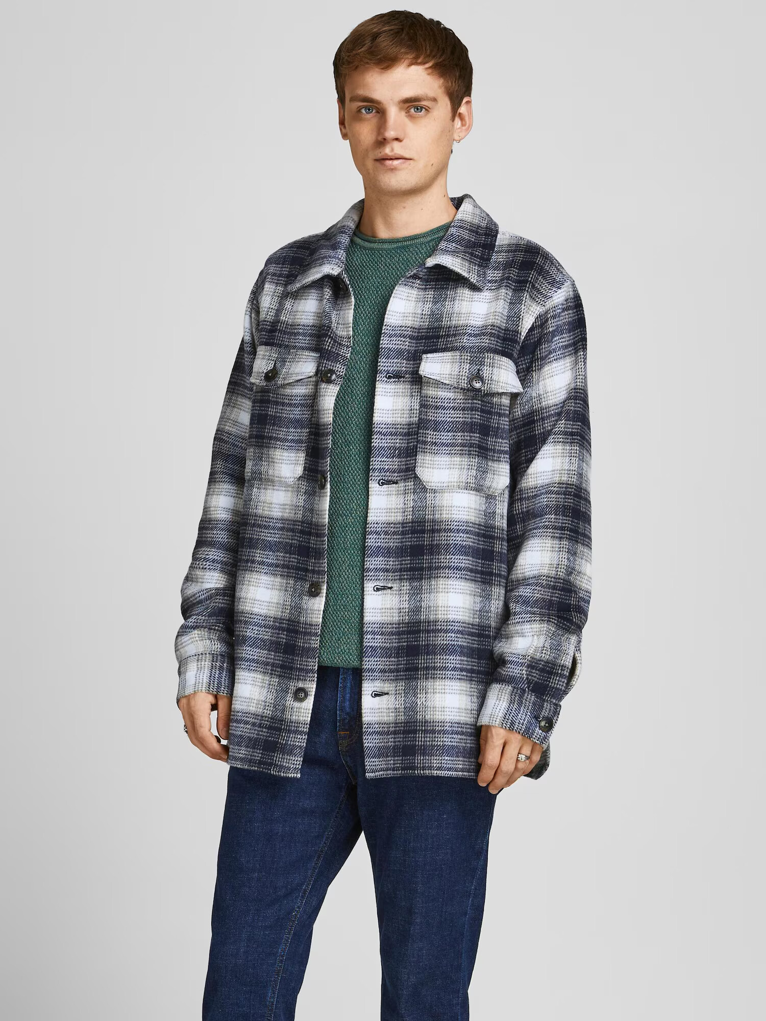 JACK & JONES Cămașă albastru noapte / gri - Pled.ro