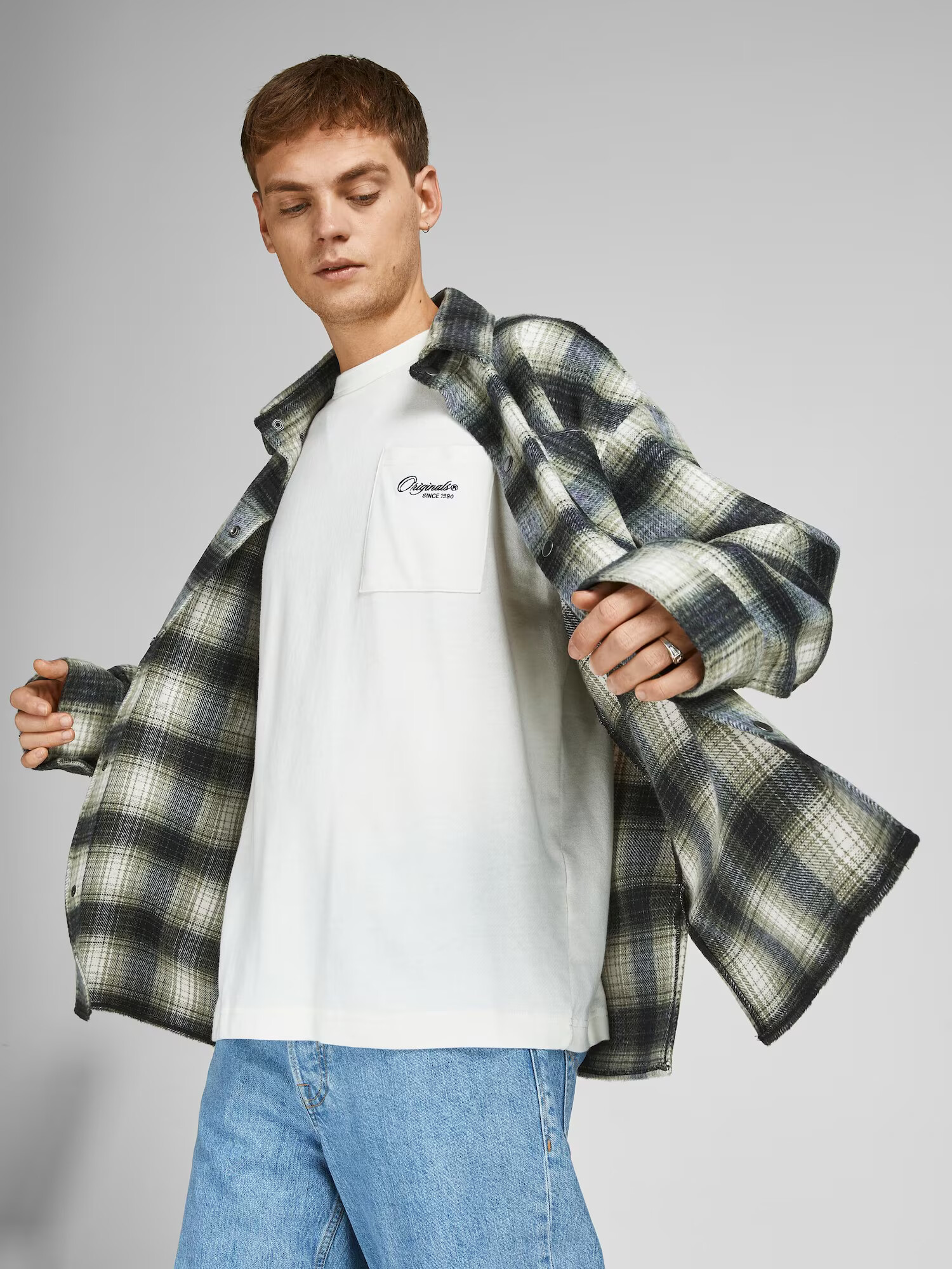 JACK & JONES Geacă de primăvară-toamnă 'Bane' gri amestecat / kaki / verde stuf / verde deschis - Pled.ro