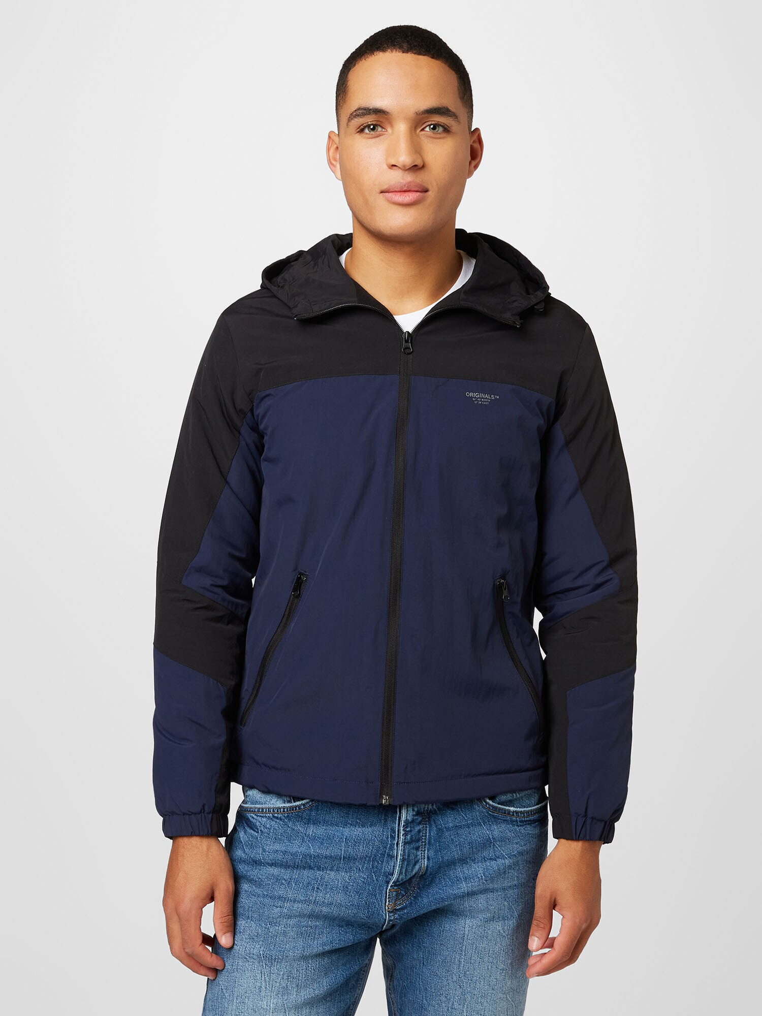 JACK & JONES Geacă de primăvară-toamnă 'BECKS' bleumarin / negru - Pled.ro