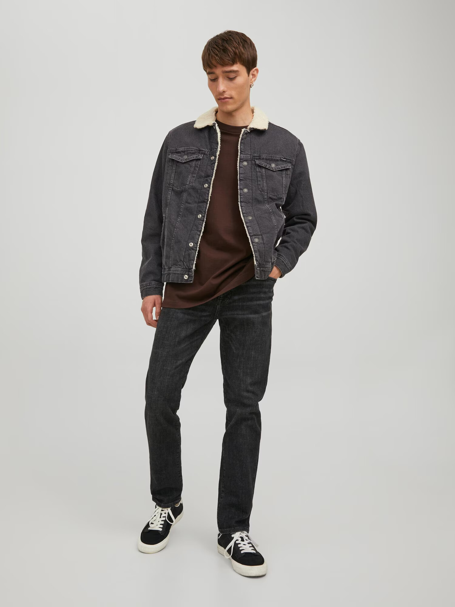 JACK & JONES Geacă de primăvară-toamnă 'Jean' gri denim / alb - Pled.ro