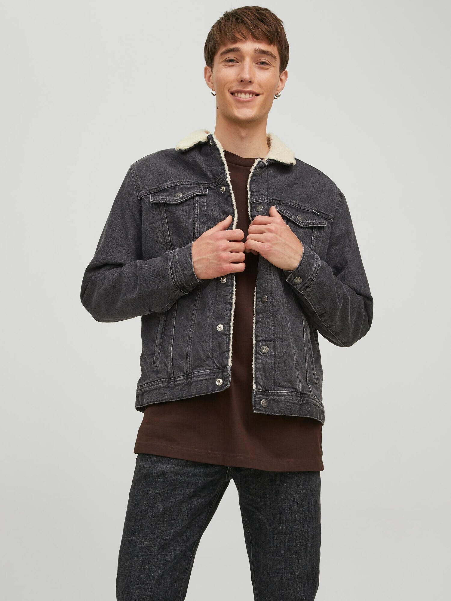 JACK & JONES Geacă de primăvară-toamnă 'Jean' gri denim / alb - Pled.ro