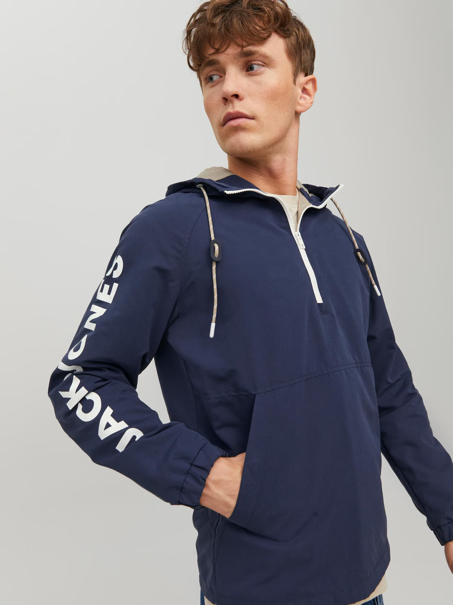 JACK & JONES Geacă de primăvară-toamnă 'Luke' albastru marin / alb - Pled.ro