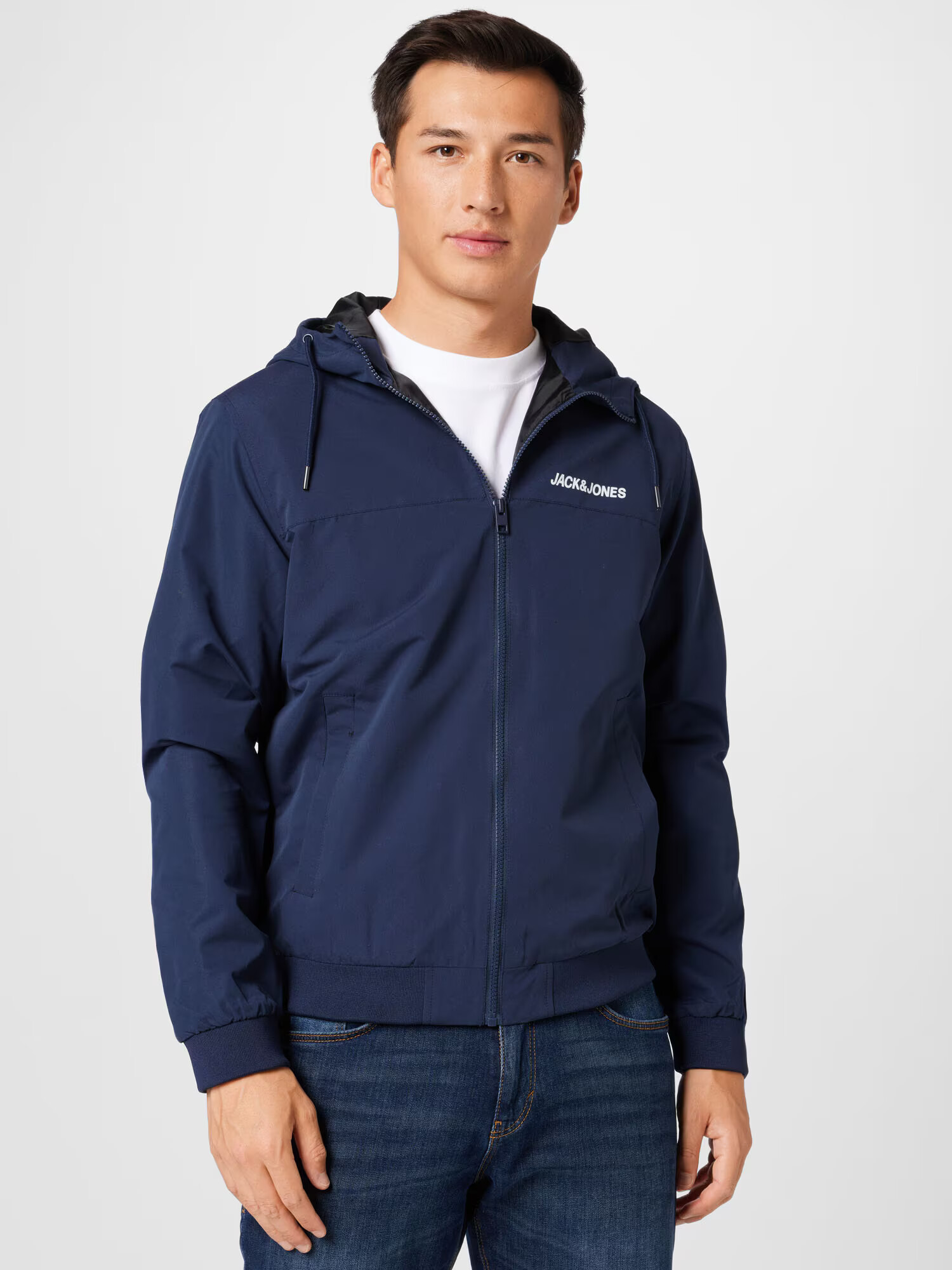 JACK & JONES Geacă de primăvară-toamnă 'Rush' bleumarin / alb - Pled.ro