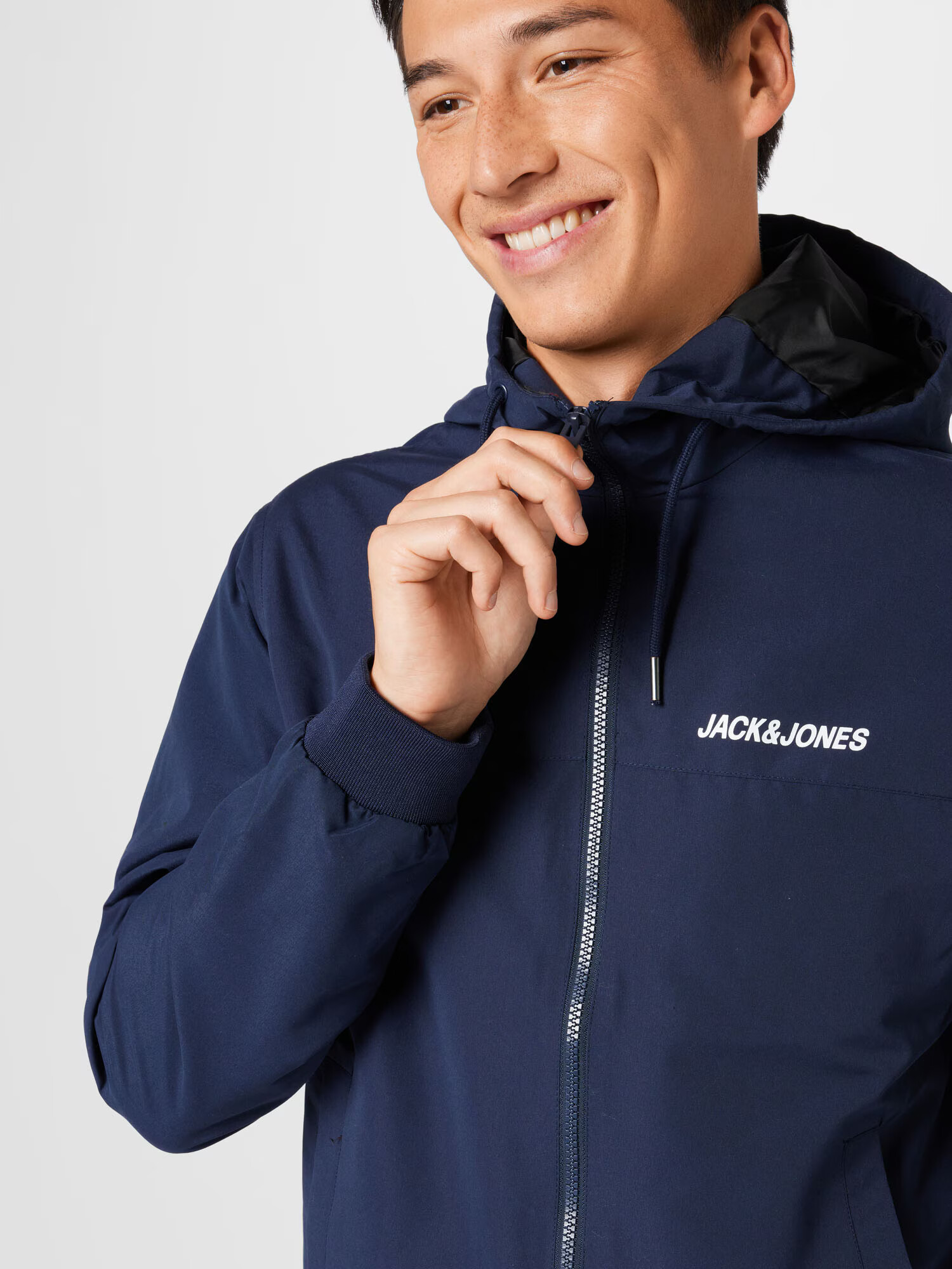 JACK & JONES Geacă de primăvară-toamnă 'Rush' bleumarin / alb - Pled.ro