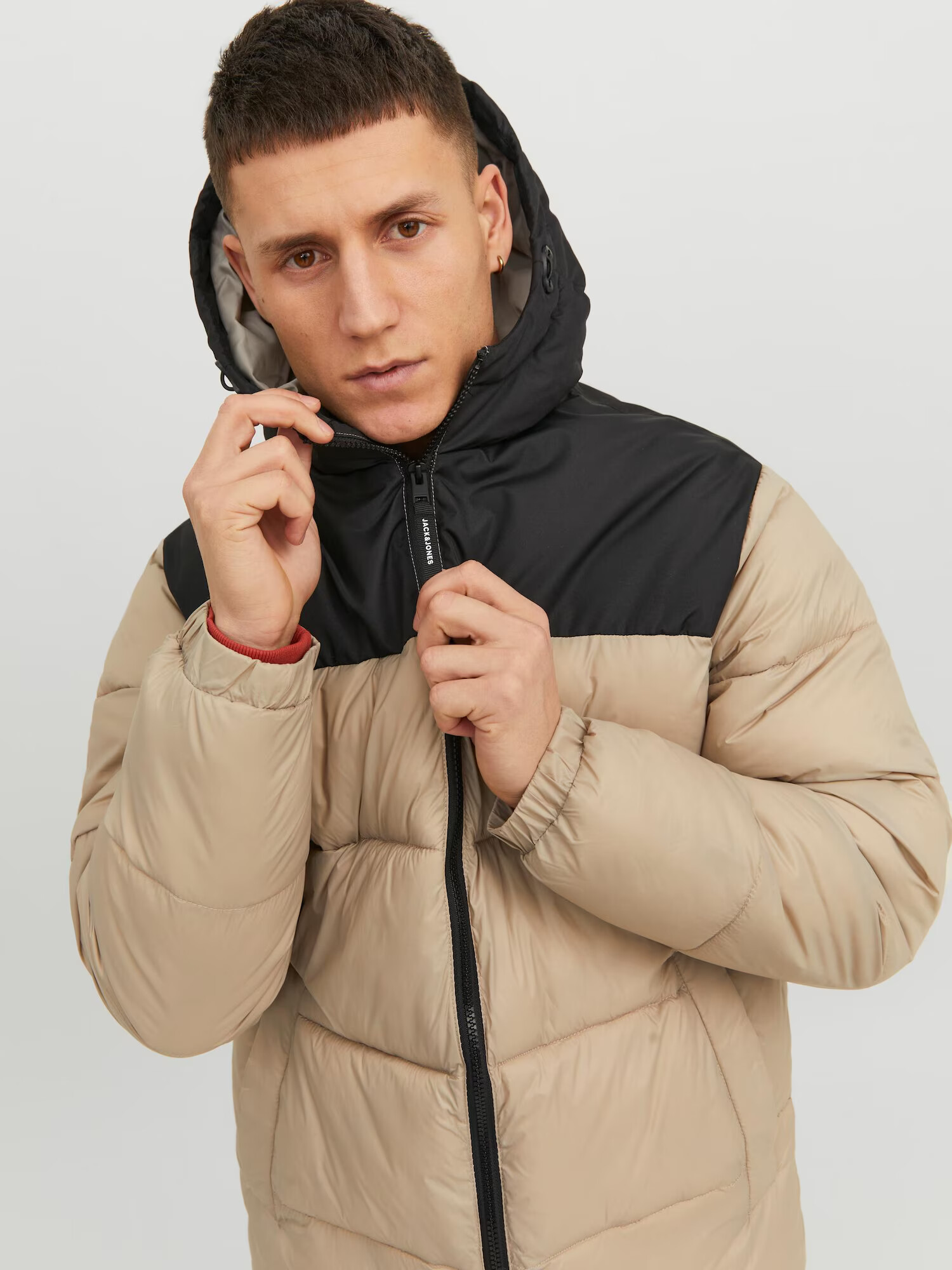 JACK & JONES Geacă de primăvară-toamnă 'Toby' bej închis / negru - Pled.ro