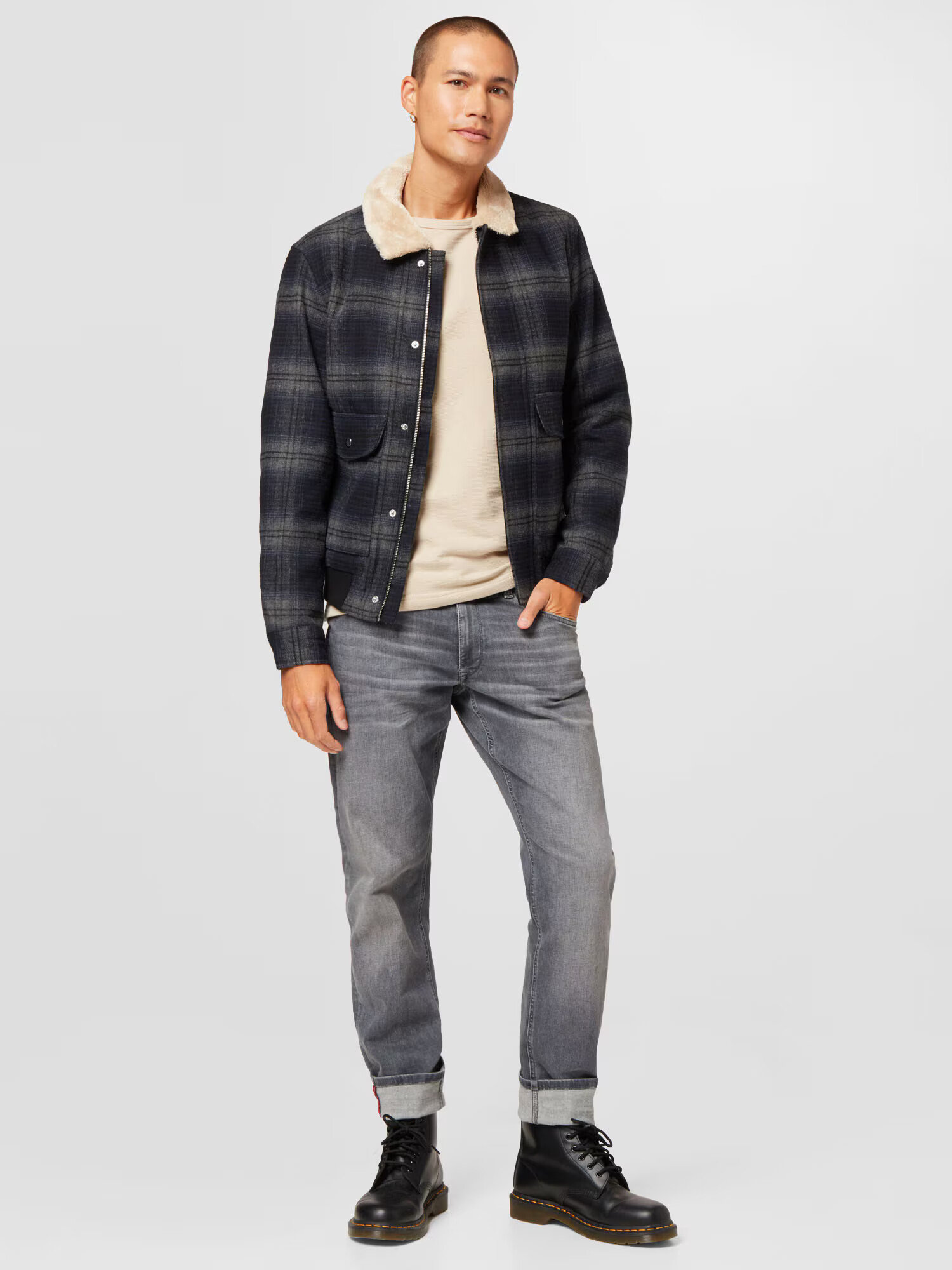 JACK & JONES Geacă de primăvară-toamnă 'Tom' crem / albastru noapte / gri piatră - Pled.ro