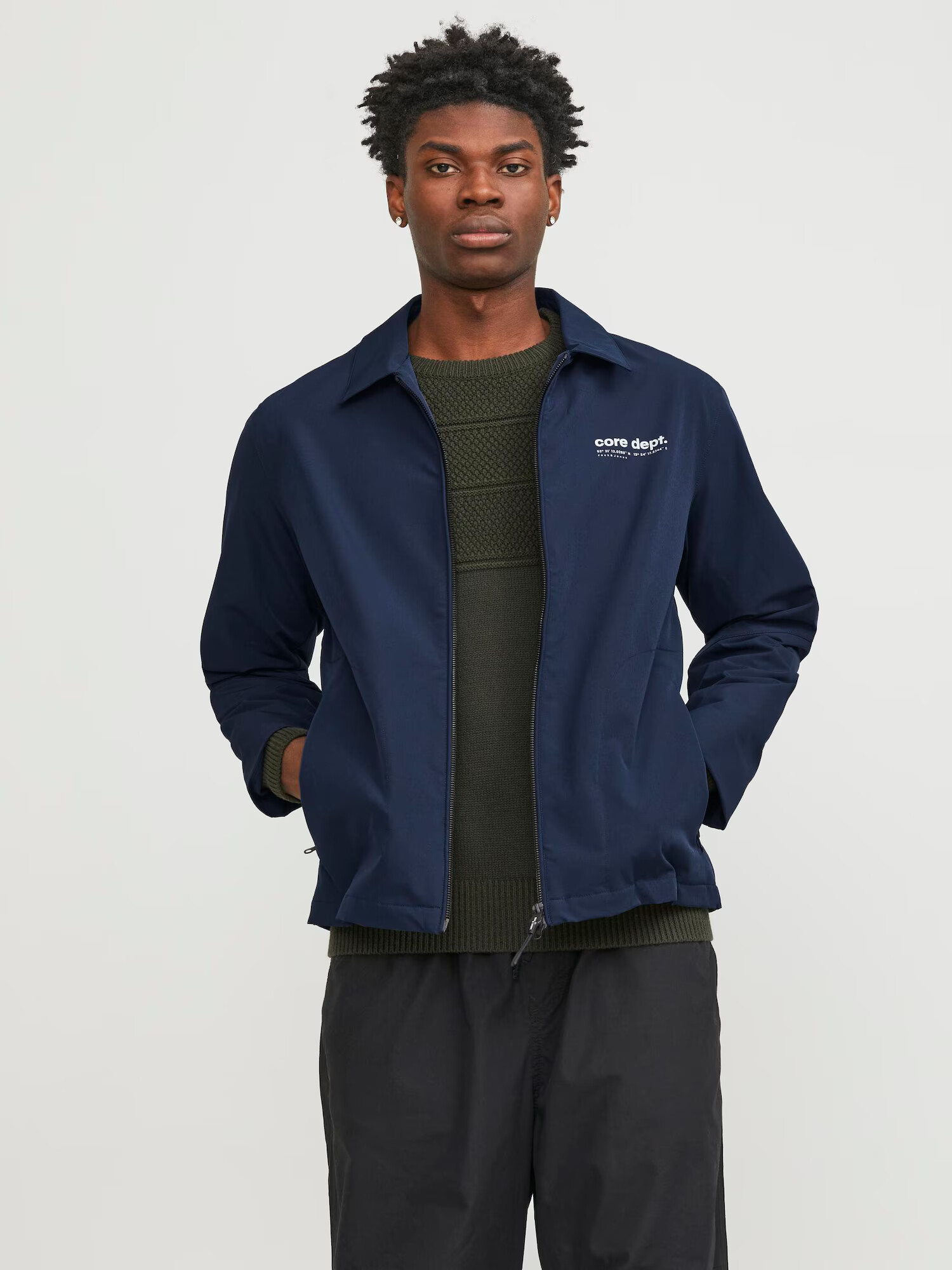 JACK & JONES Geacă outdoor bleumarin / alb - Pled.ro