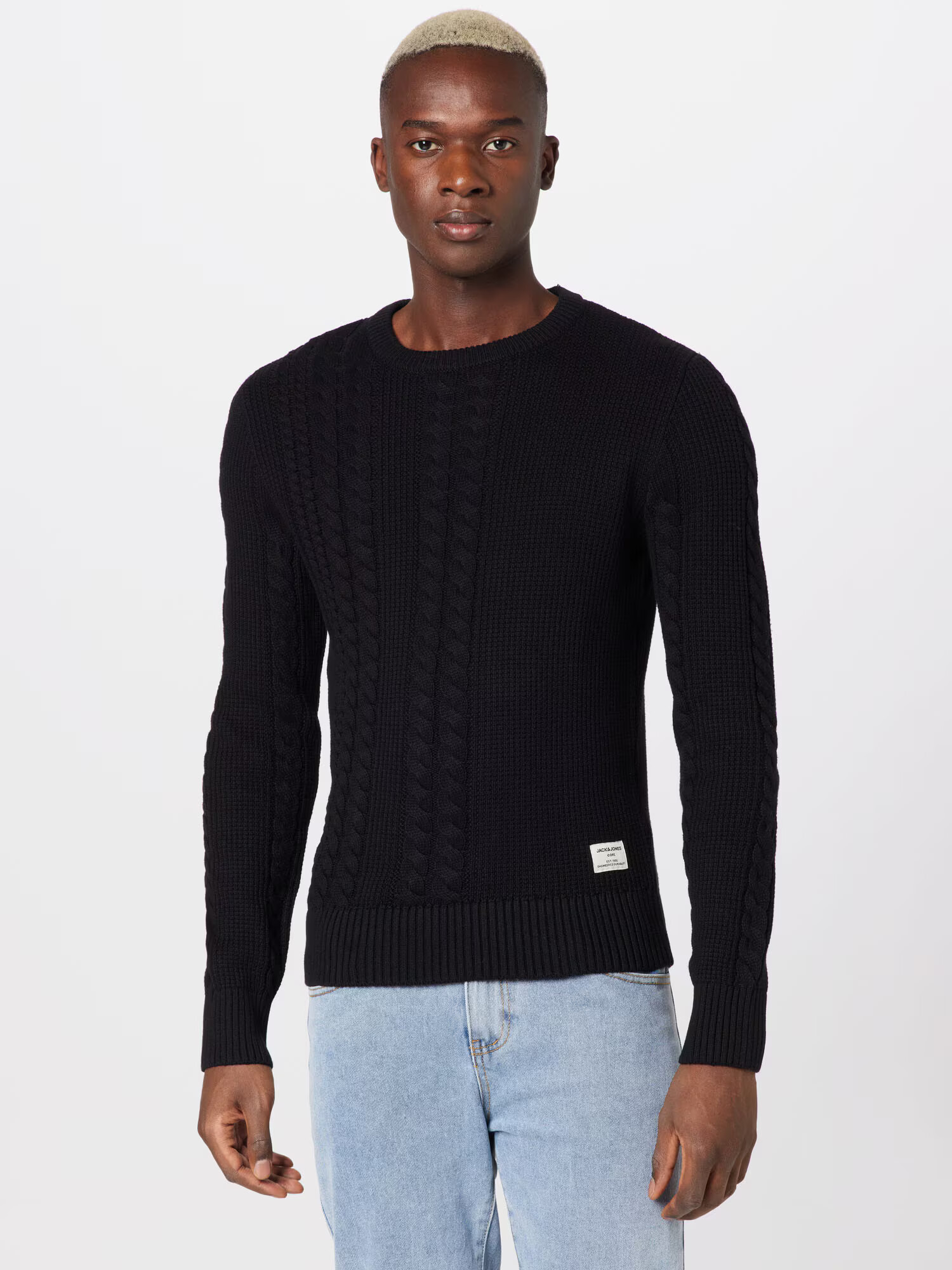 JACK & JONES Geacă tricotată negru / alb - Pled.ro