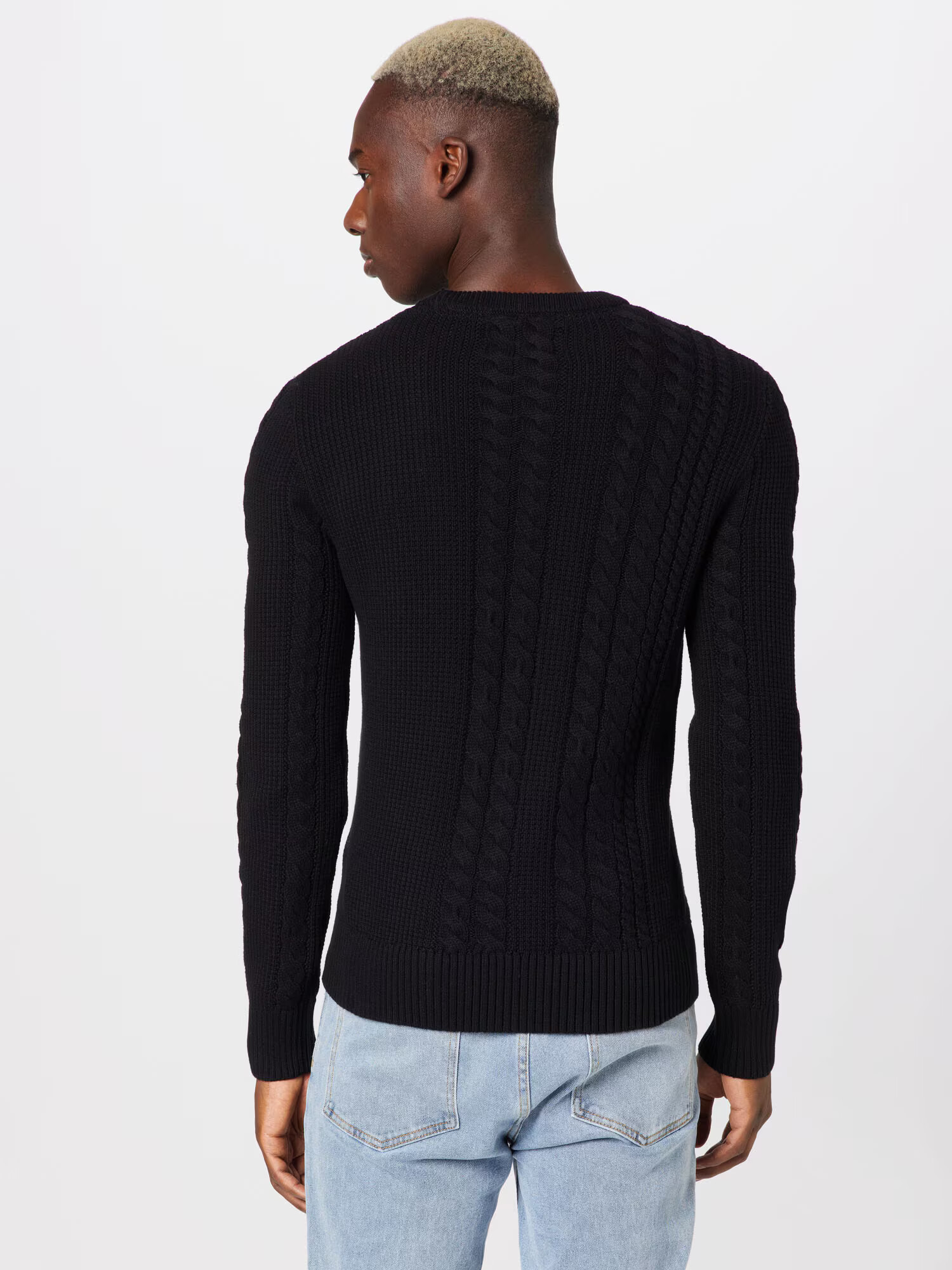 JACK & JONES Geacă tricotată negru / alb - Pled.ro