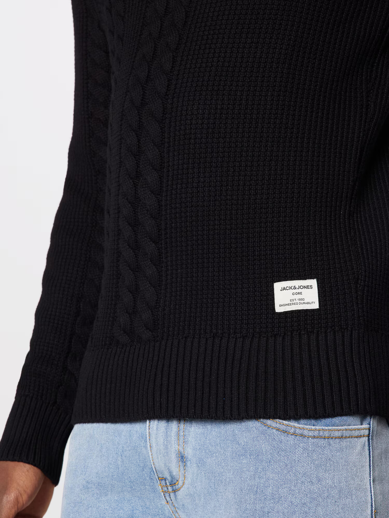 JACK & JONES Geacă tricotată negru / alb - Pled.ro