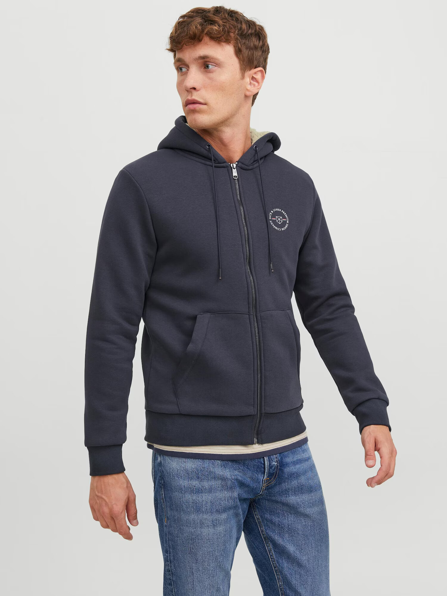 JACK & JONES Hanorac albastru închis / alb - Pled.ro