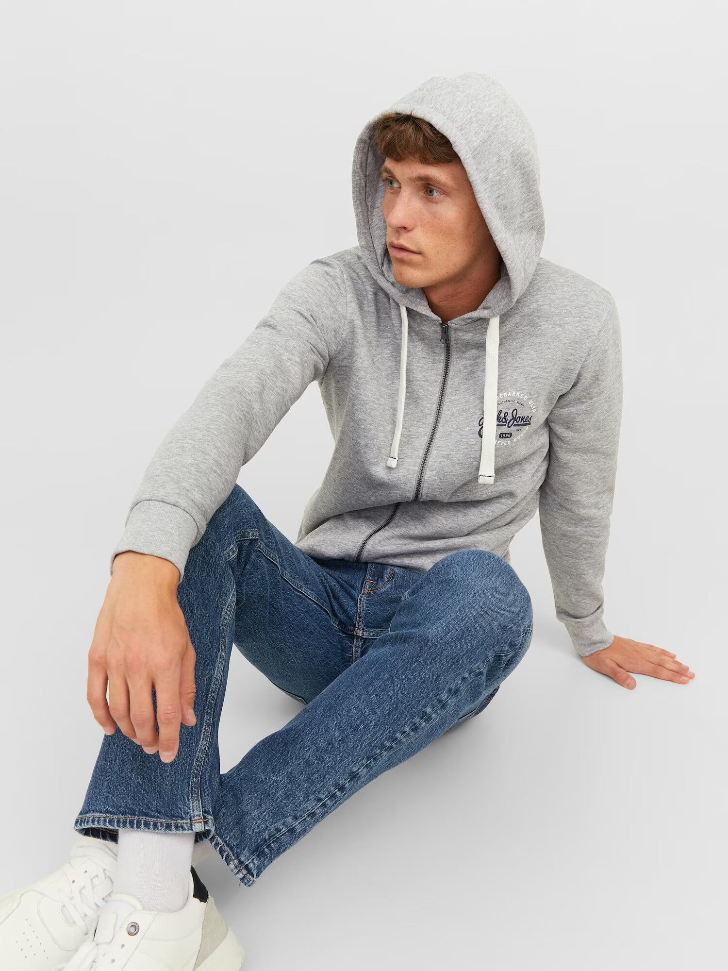 JACK & JONES Hanorac 'MIKK' bleumarin / gri amestecat / alb - Pled.ro