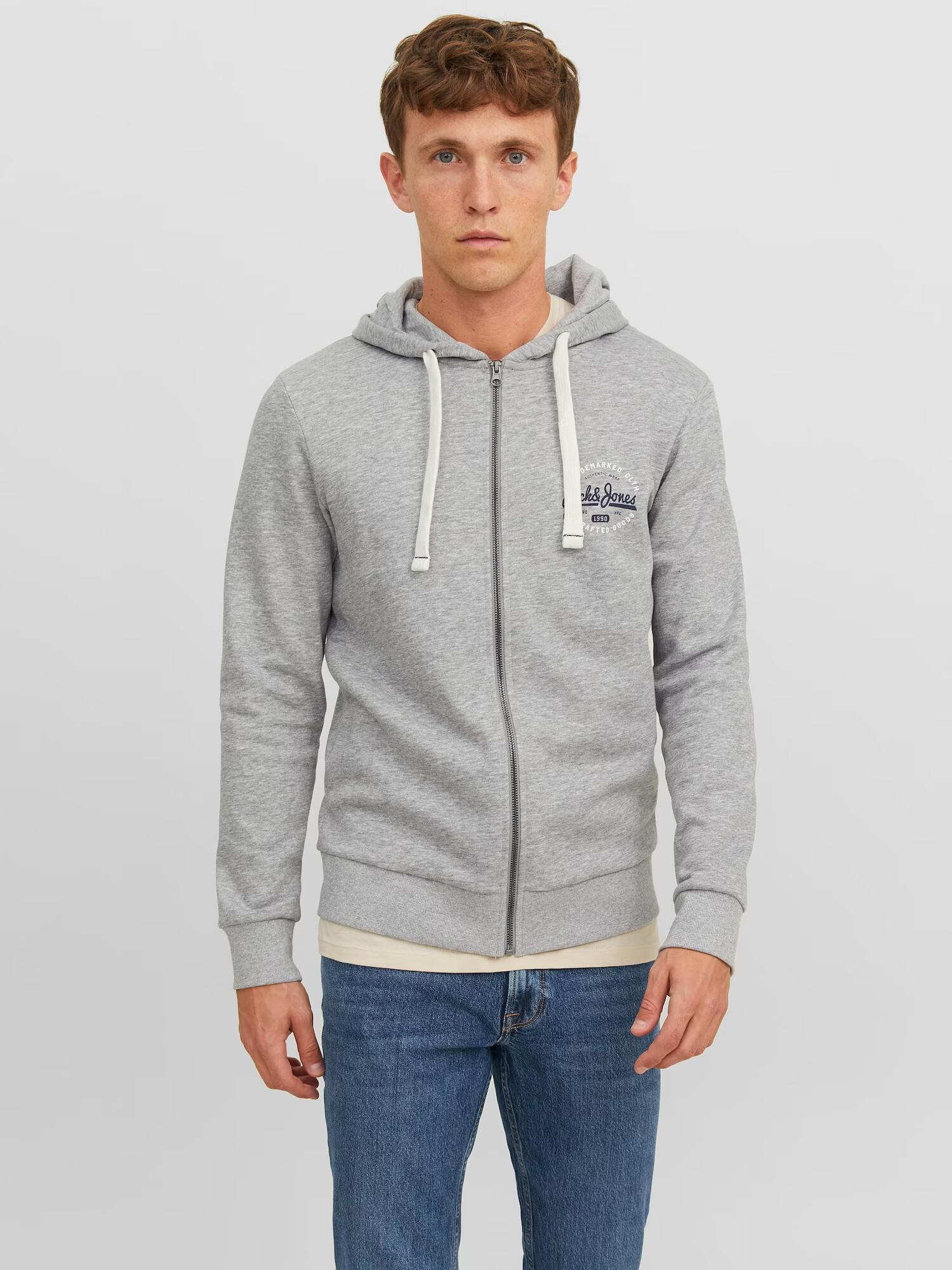 JACK & JONES Hanorac 'MIKK' bleumarin / gri amestecat / alb - Pled.ro