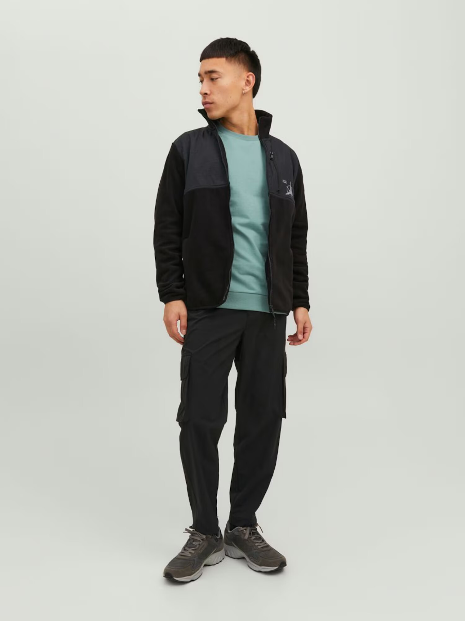 JACK & JONES Jachetă fleece 'Filo' negru / alb - Pled.ro