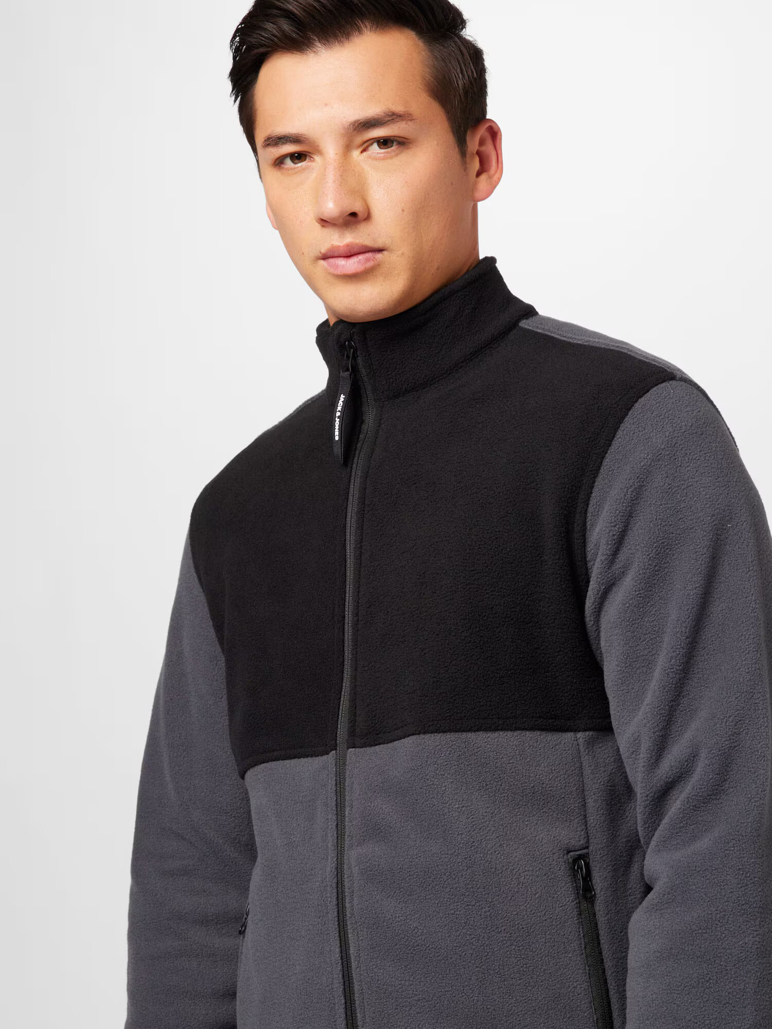 JACK & JONES Jachetă fleece 'FLAME' albastru porumbel / negru - Pled.ro