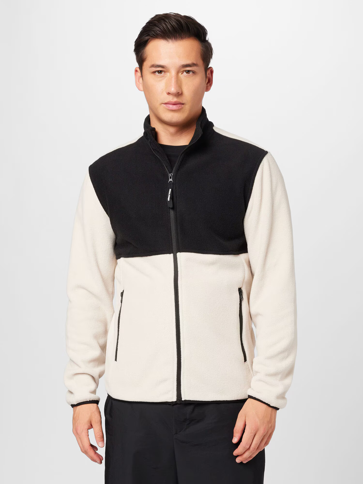 JACK & JONES Jachetă fleece 'FLAME' crem / negru - Pled.ro