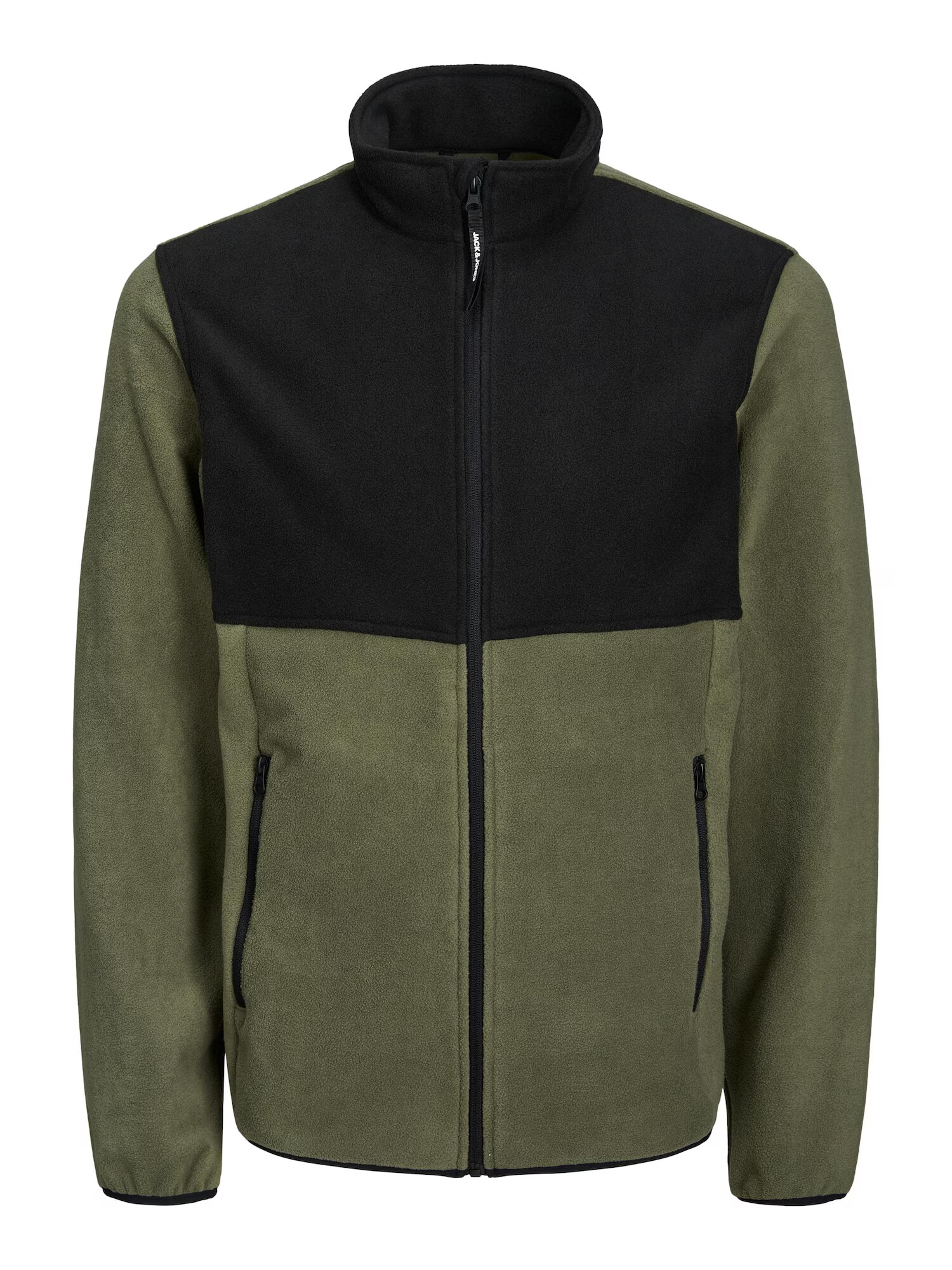 JACK & JONES Jachetă fleece 'FLAME' oliv / negru - Pled.ro