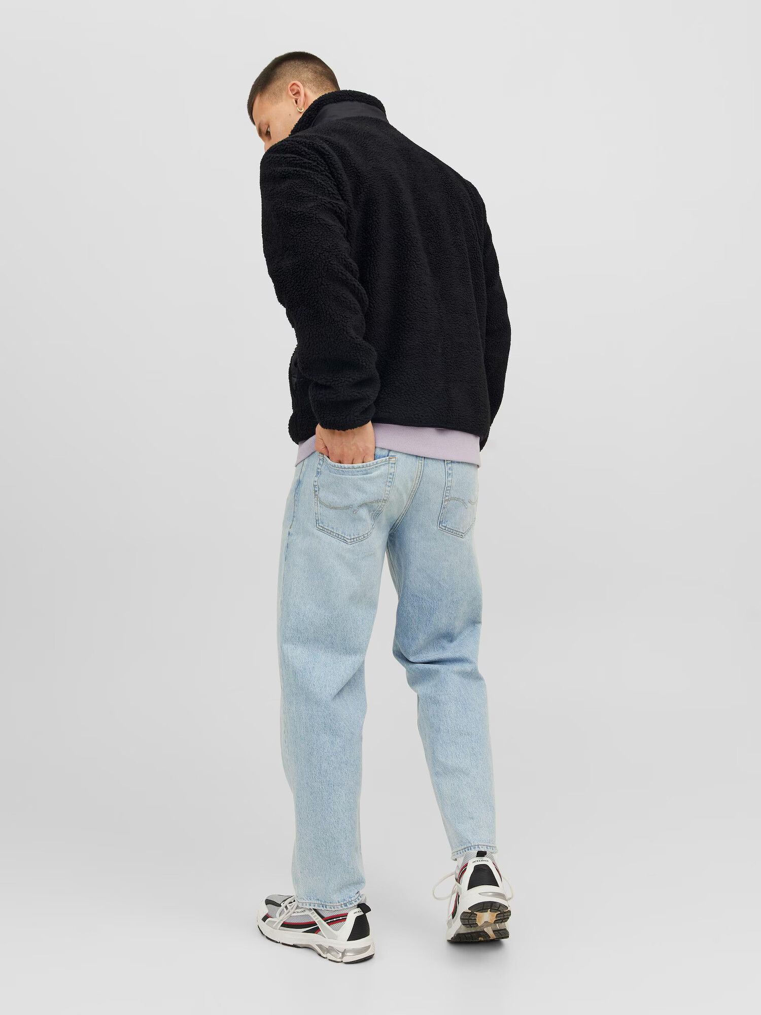 JACK & JONES Jachetă fleece 'Vesterbro' negru / alb - Pled.ro