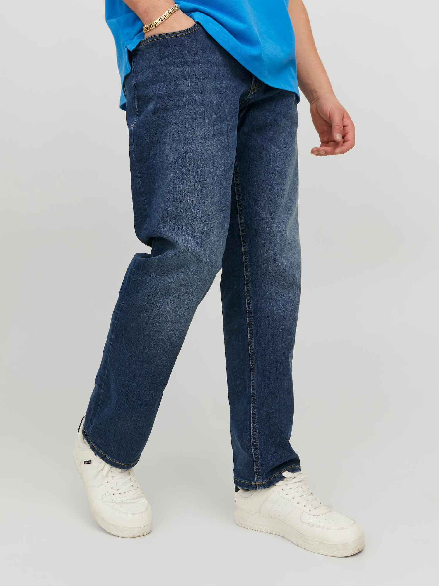 JACK & JONES Jeans 'Glenn' albastru denim / maro - Pled.ro