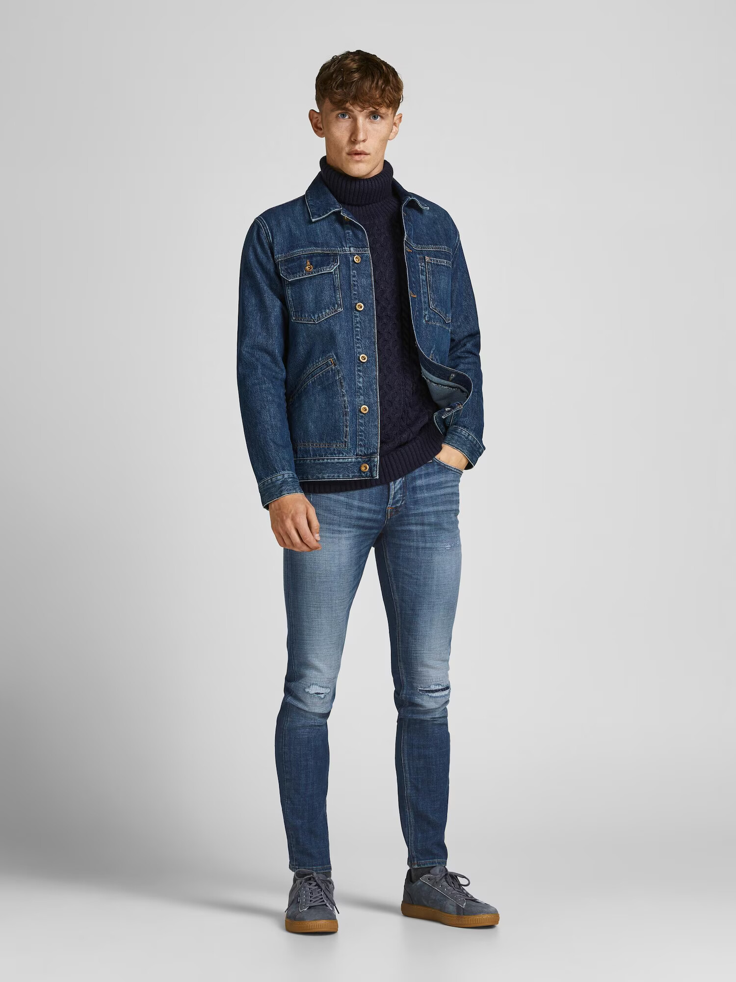 JACK & JONES Jeans 'Glenn' albastru închis - Pled.ro