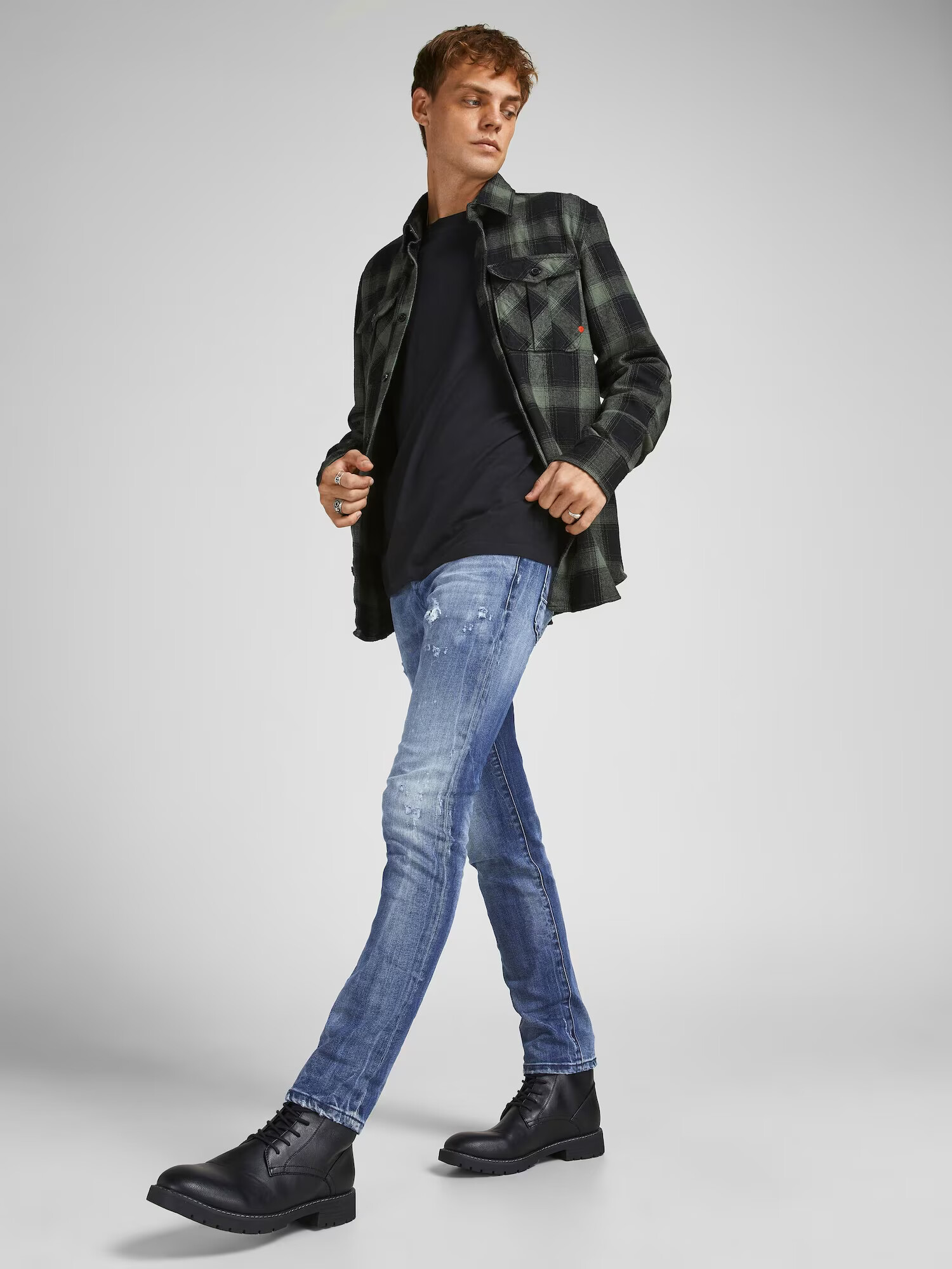 JACK & JONES Jeans 'Glenn Rock' albastru denim - Pled.ro