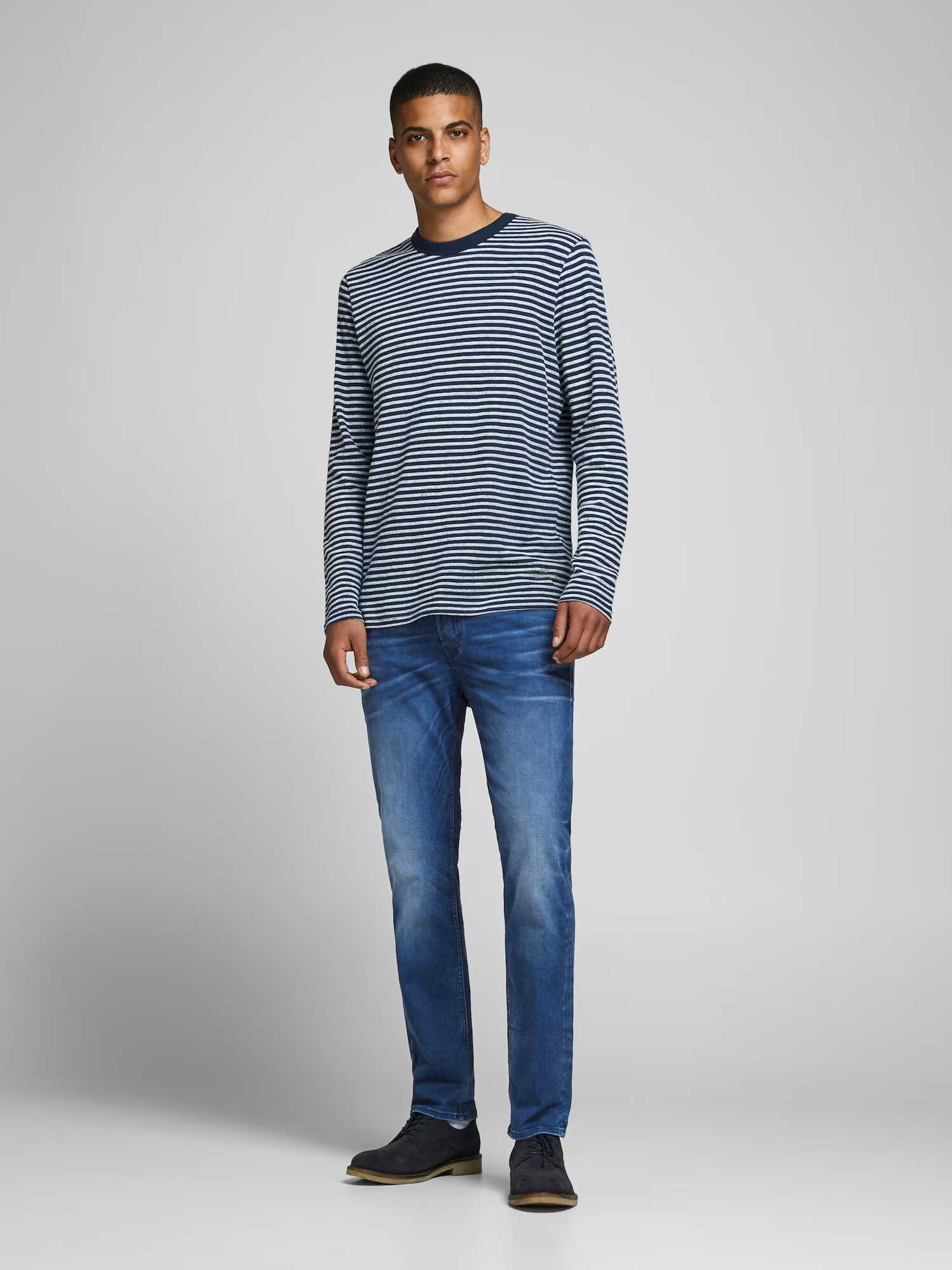 JACK & JONES Jeans 'Tim' albastru denim / maro - Pled.ro