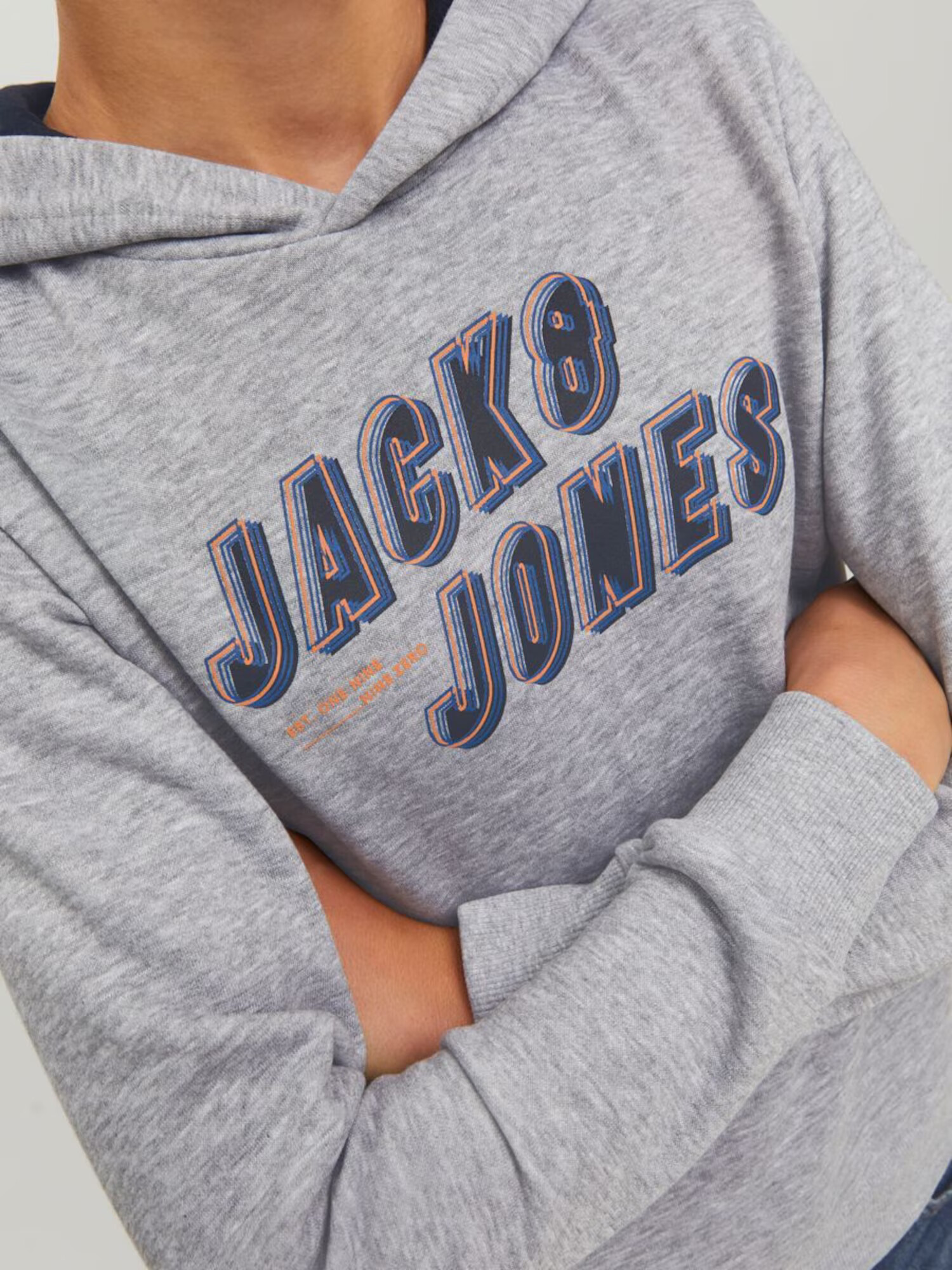 Jack & Jones Junior Bluză de molton albastru închis / gri / portocaliu / roșu - Pled.ro