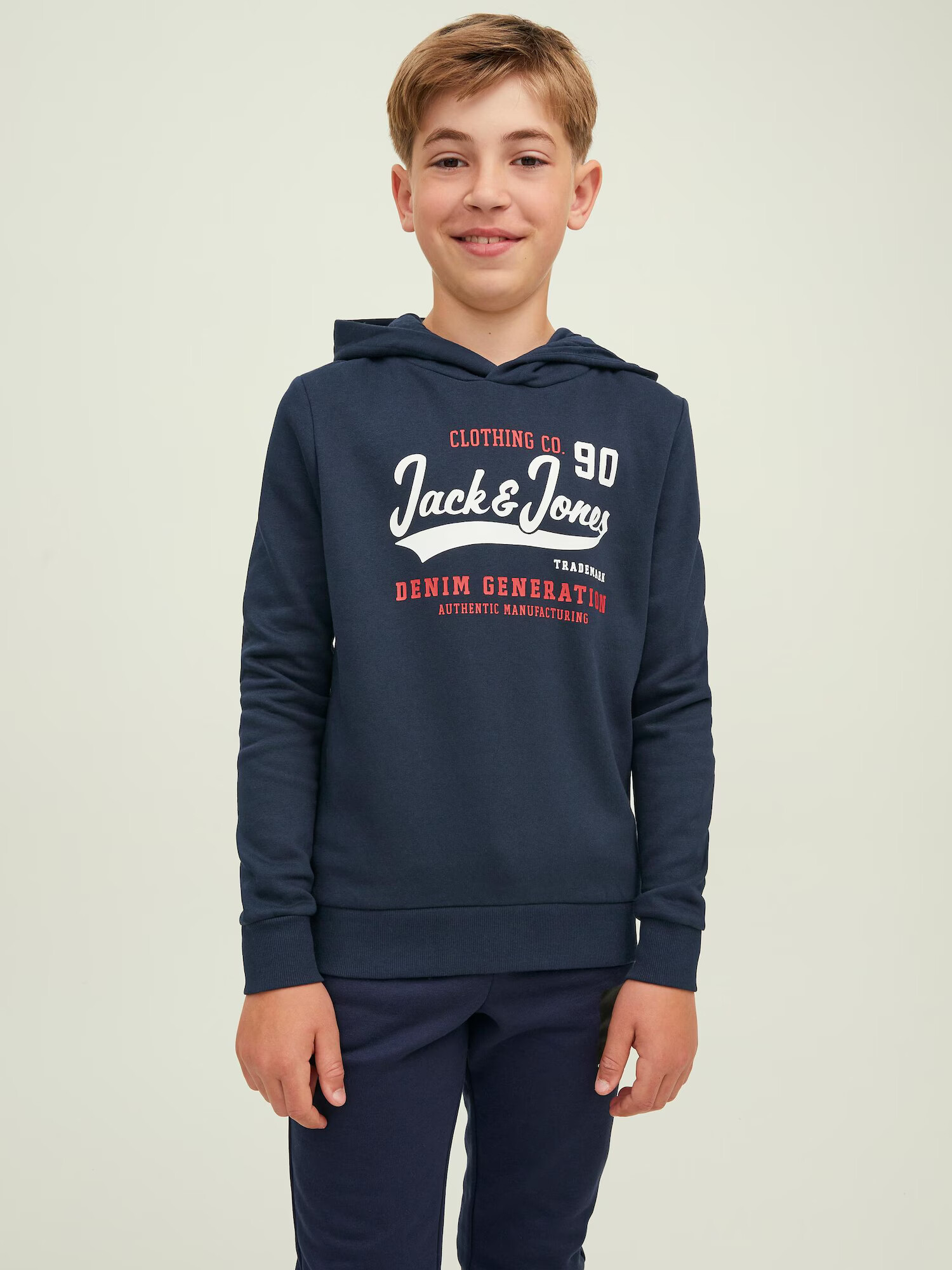 Jack & Jones Junior Bluză de molton albastru închis / roșu / alb - Pled.ro