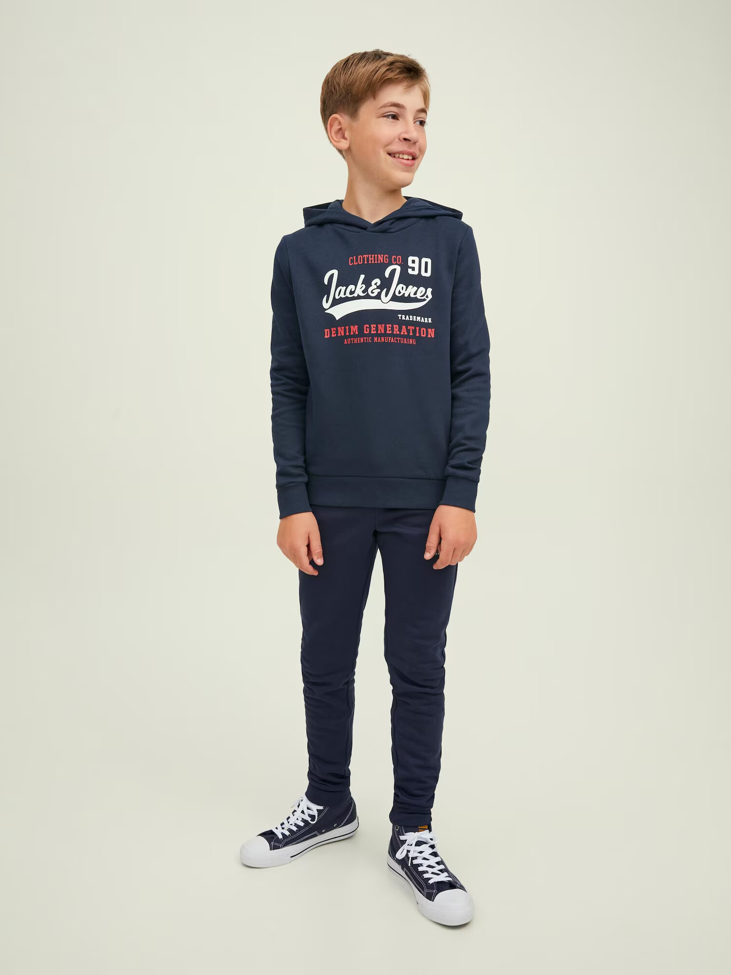 Jack & Jones Junior Bluză de molton albastru închis / roșu / alb - Pled.ro