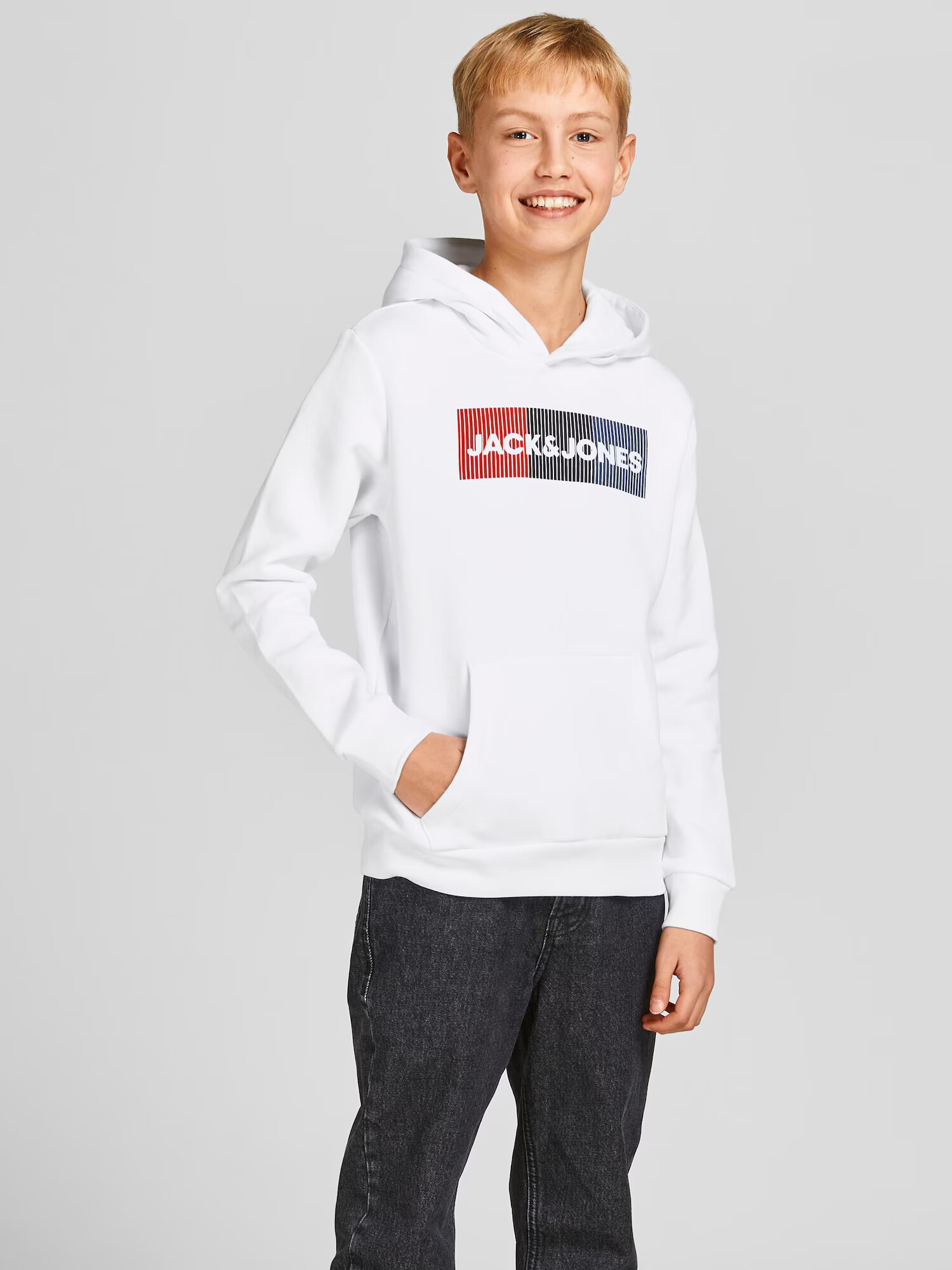 Jack & Jones Junior Bluză de molton albastru marin / roșu / negru / alb - Pled.ro