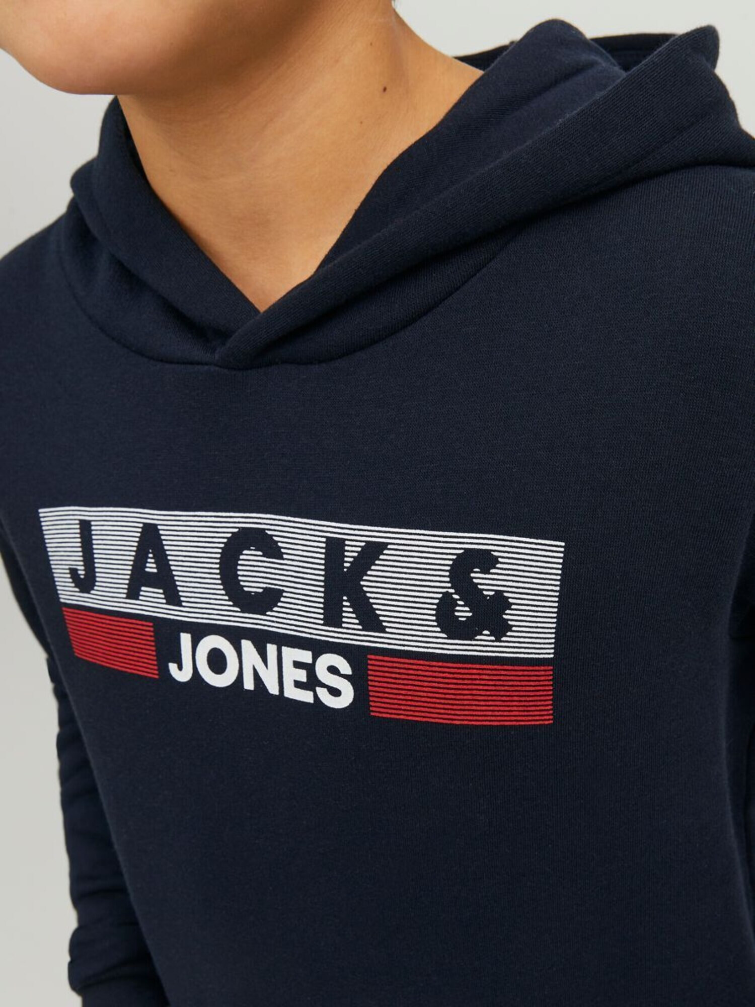 Jack & Jones Junior Bluză de molton 'Corp' albastru noapte / gri / roșu / alb - Pled.ro