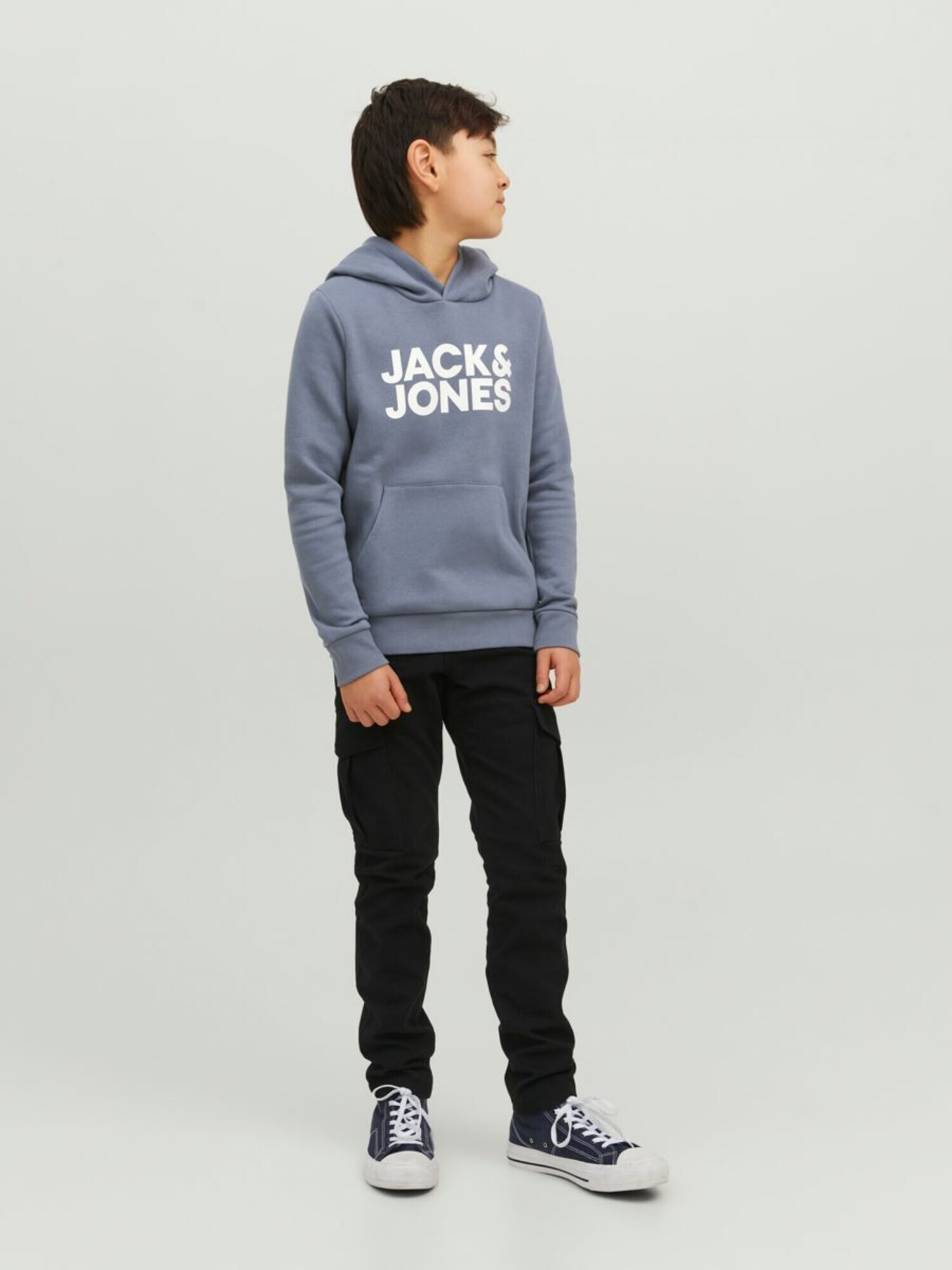 Jack & Jones Junior Bluză de molton albastru porumbel / alb - Pled.ro