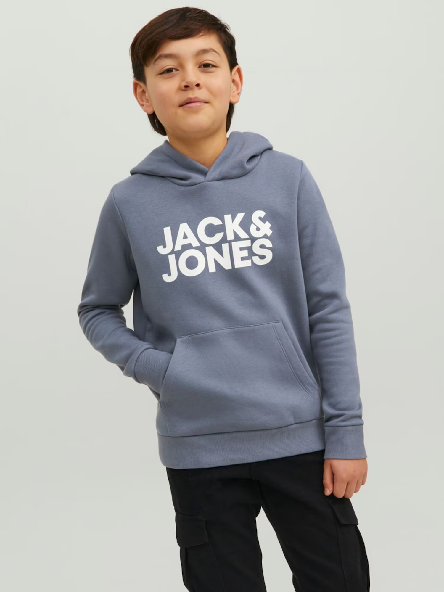 Jack & Jones Junior Bluză de molton albastru porumbel / alb - Pled.ro