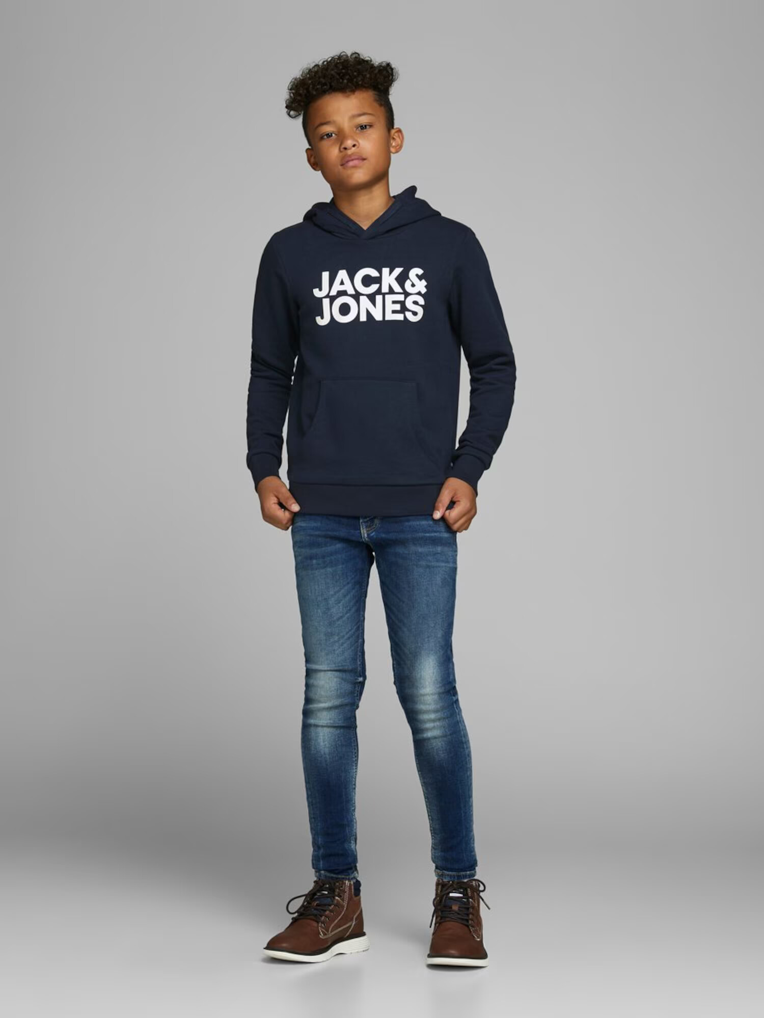 Jack & Jones Junior Bluză de molton bleumarin / alb - Pled.ro