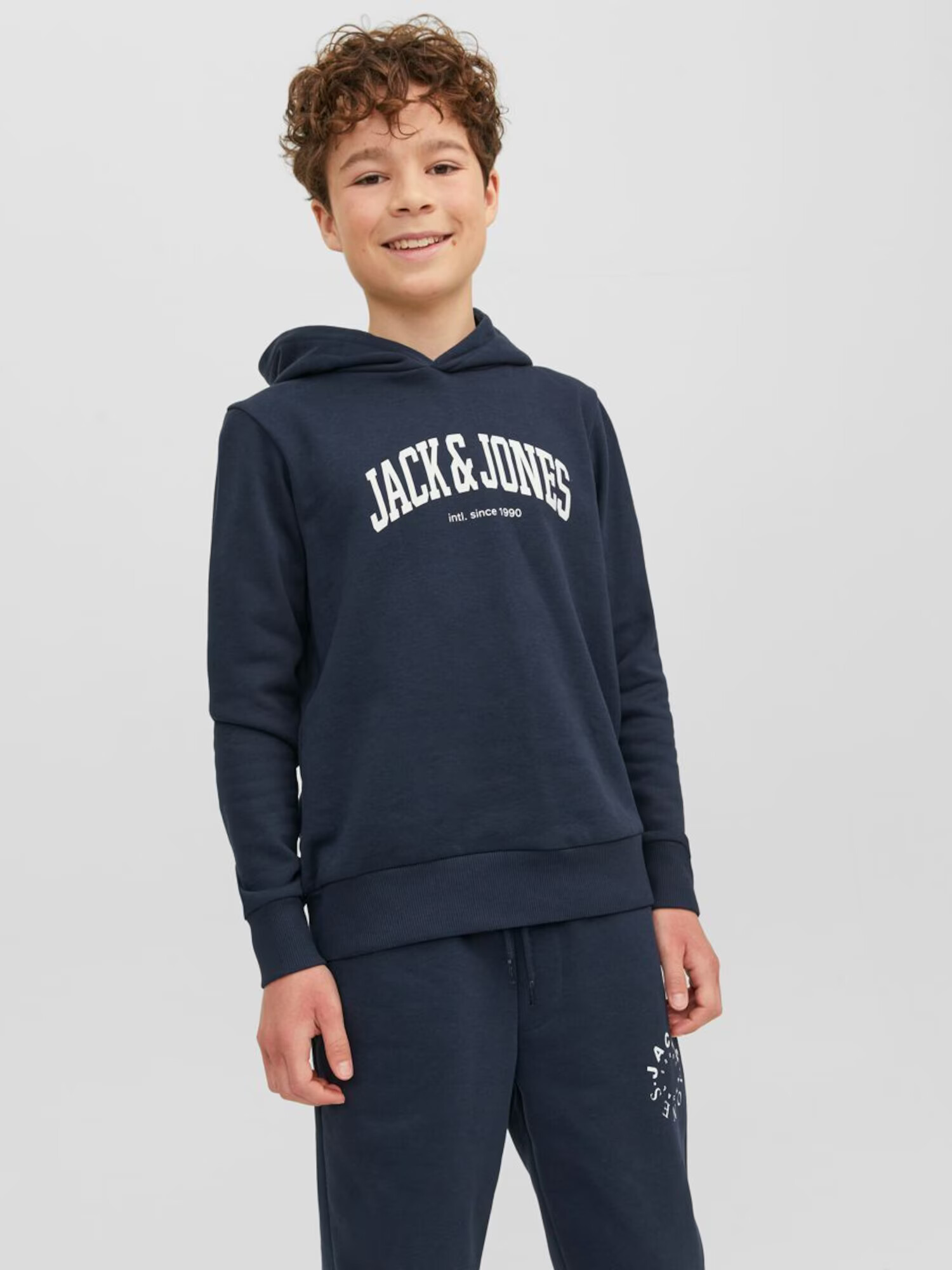 Jack & Jones Junior Bluză de molton 'JOSH' bleumarin / alb - Pled.ro