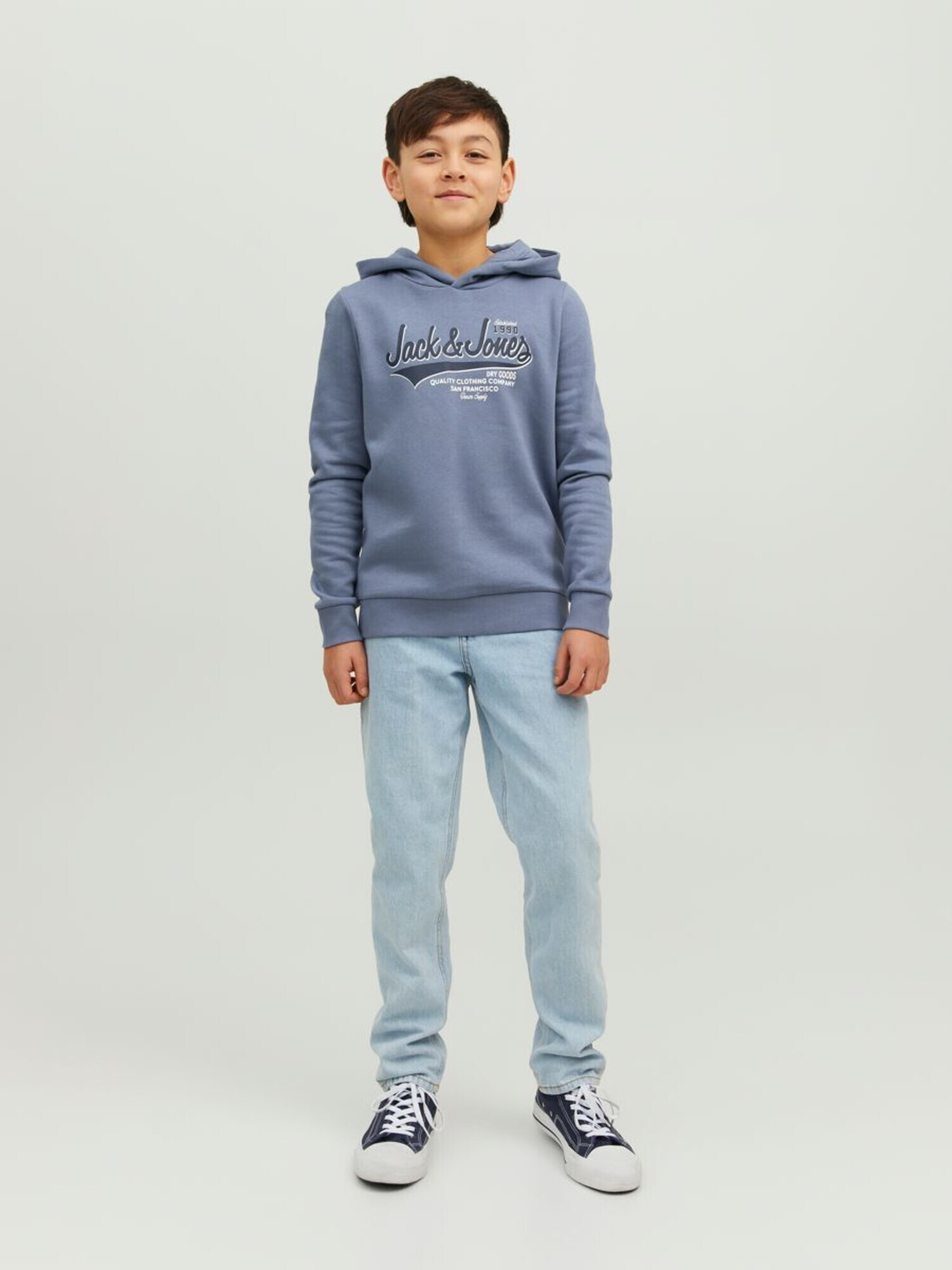 Jack & Jones Junior Bluză de molton bleumarin / albastru porumbel / alb - Pled.ro