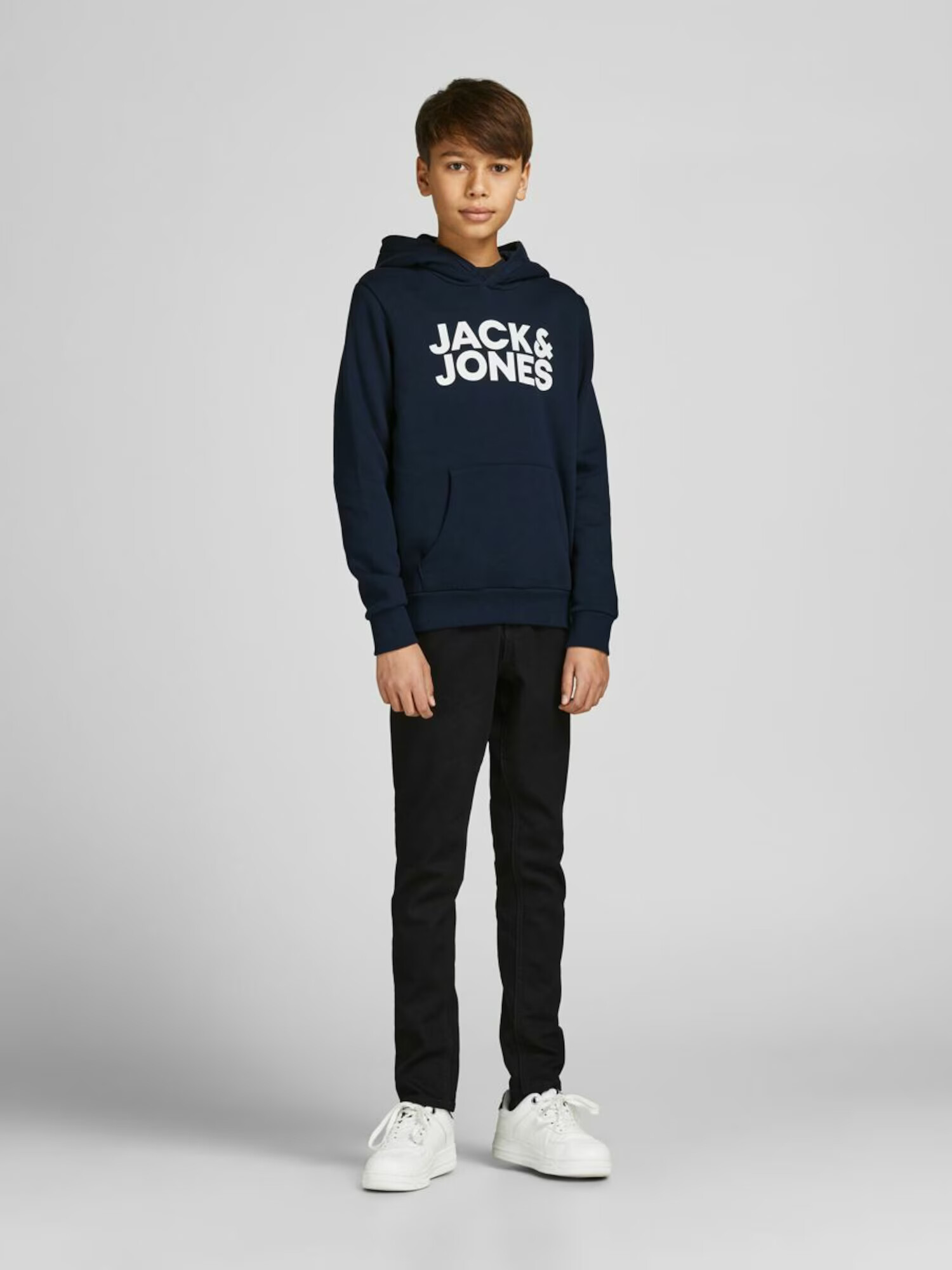 Jack & Jones Junior Bluză de molton bleumarin / negru / alb - Pled.ro