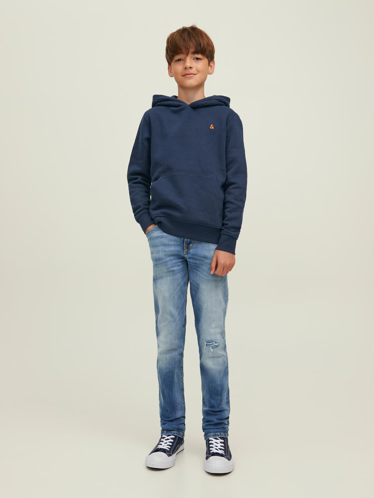 Jack & Jones Junior Bluză de molton bleumarin / portocaliu - Pled.ro