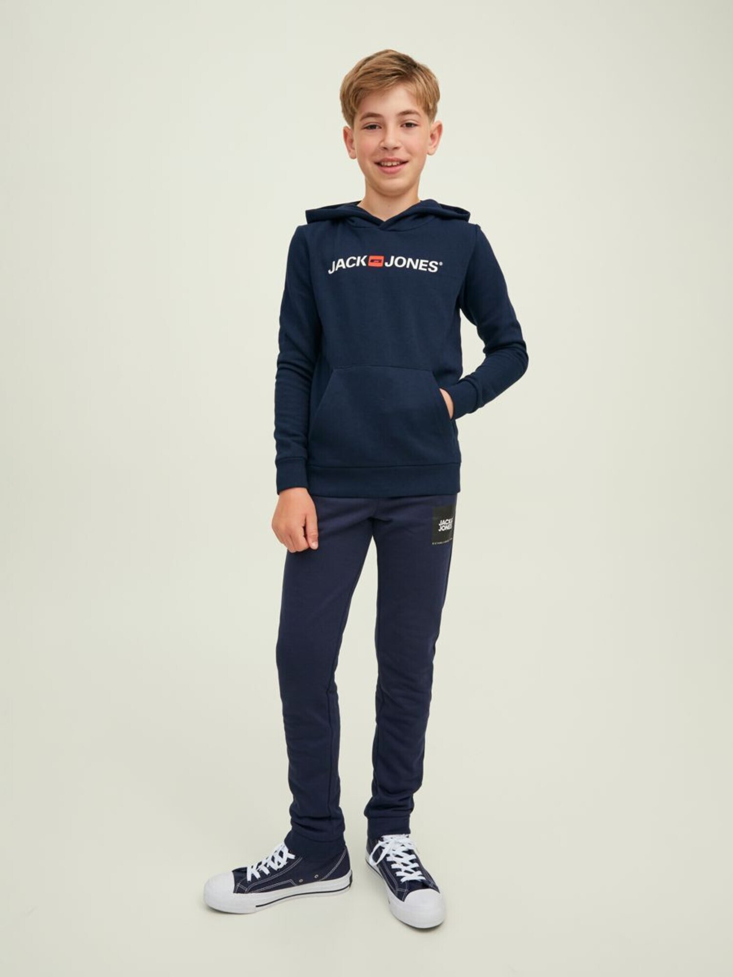 Jack & Jones Junior Bluză de molton bleumarin / roșu / alb - Pled.ro