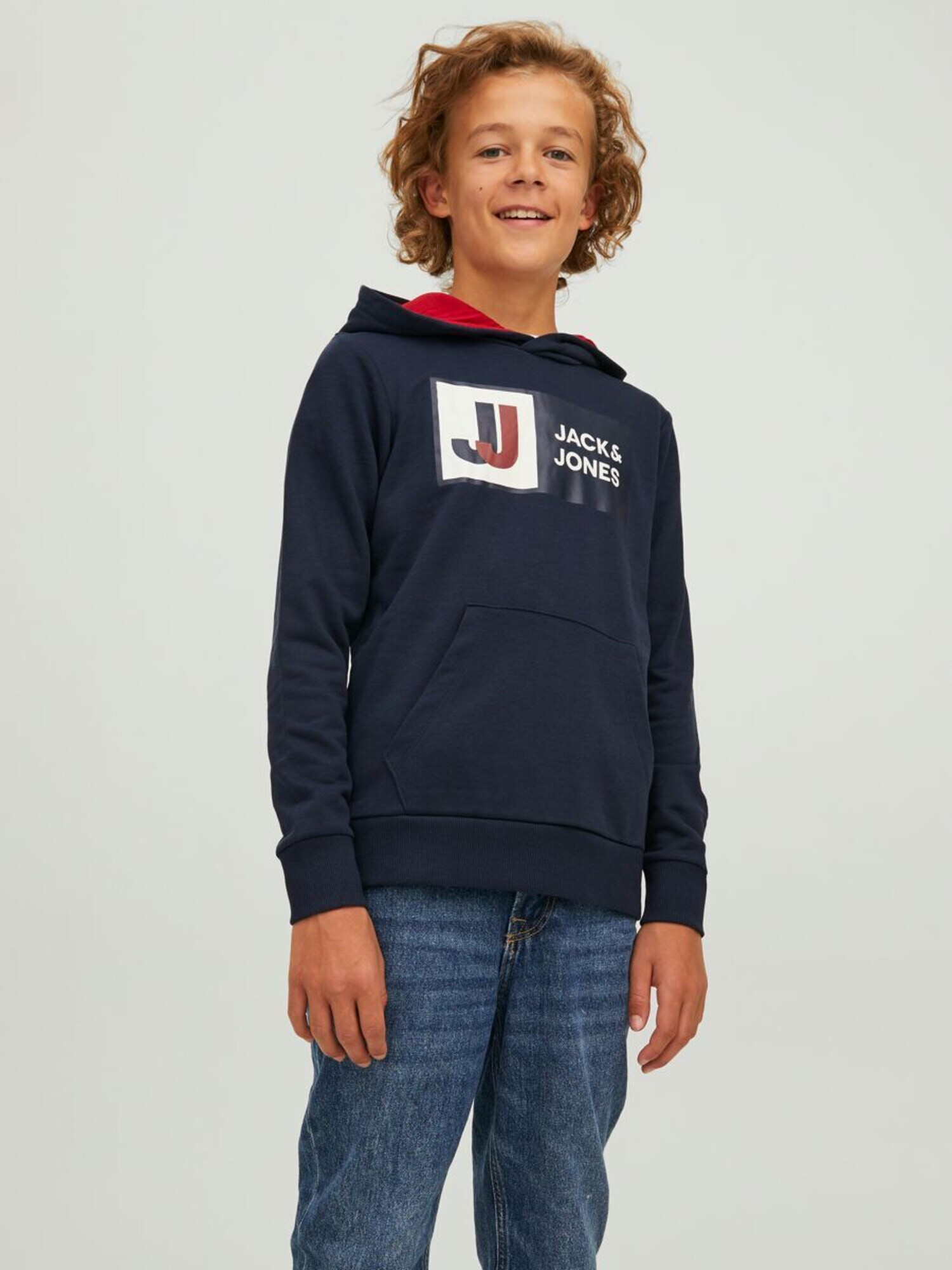 Jack & Jones Junior Bluză de molton bleumarin / roșu / alb - Pled.ro