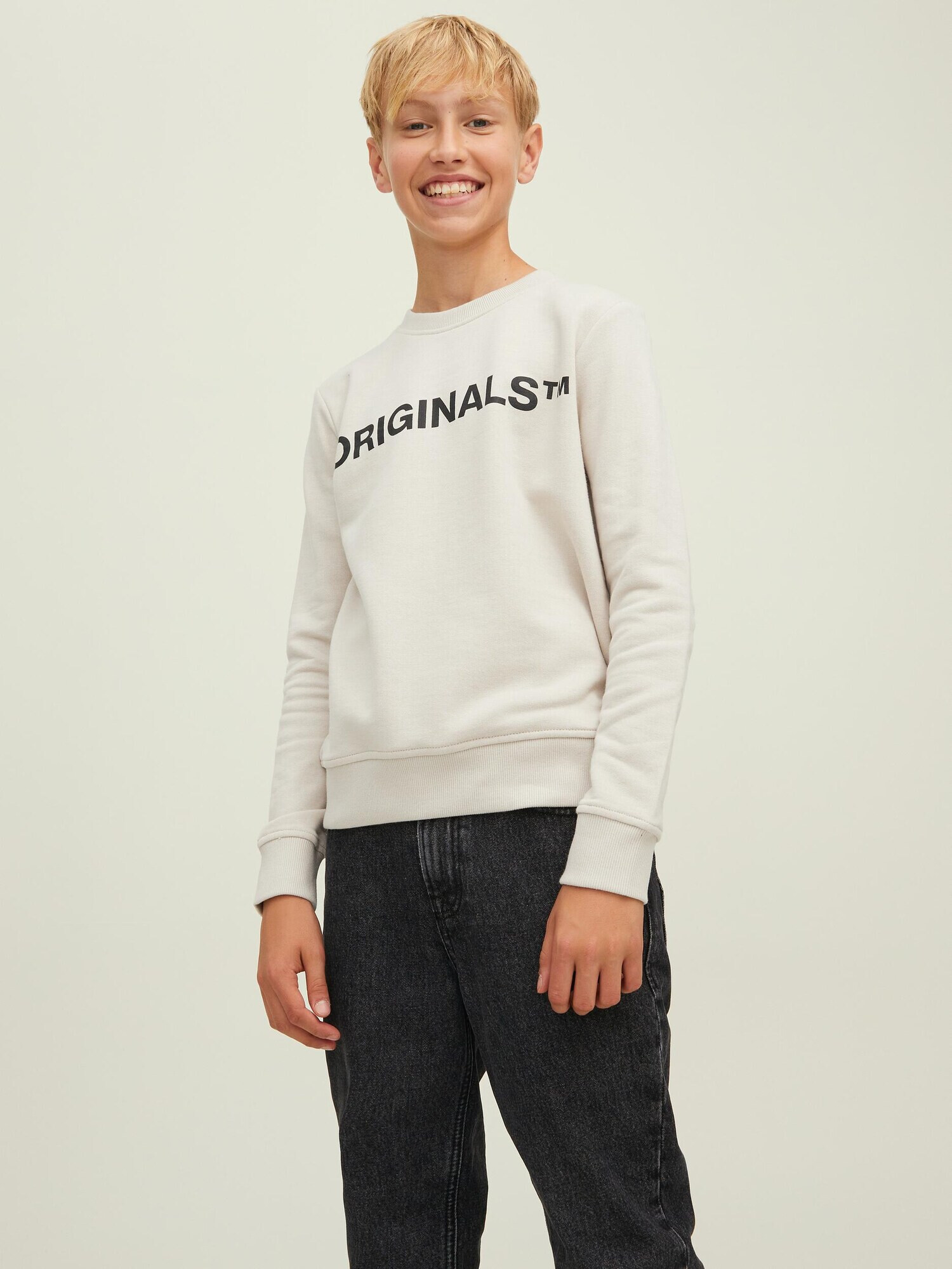 Jack & Jones Junior Bluză de molton 'Clean' gri piatră / negru - Pled.ro