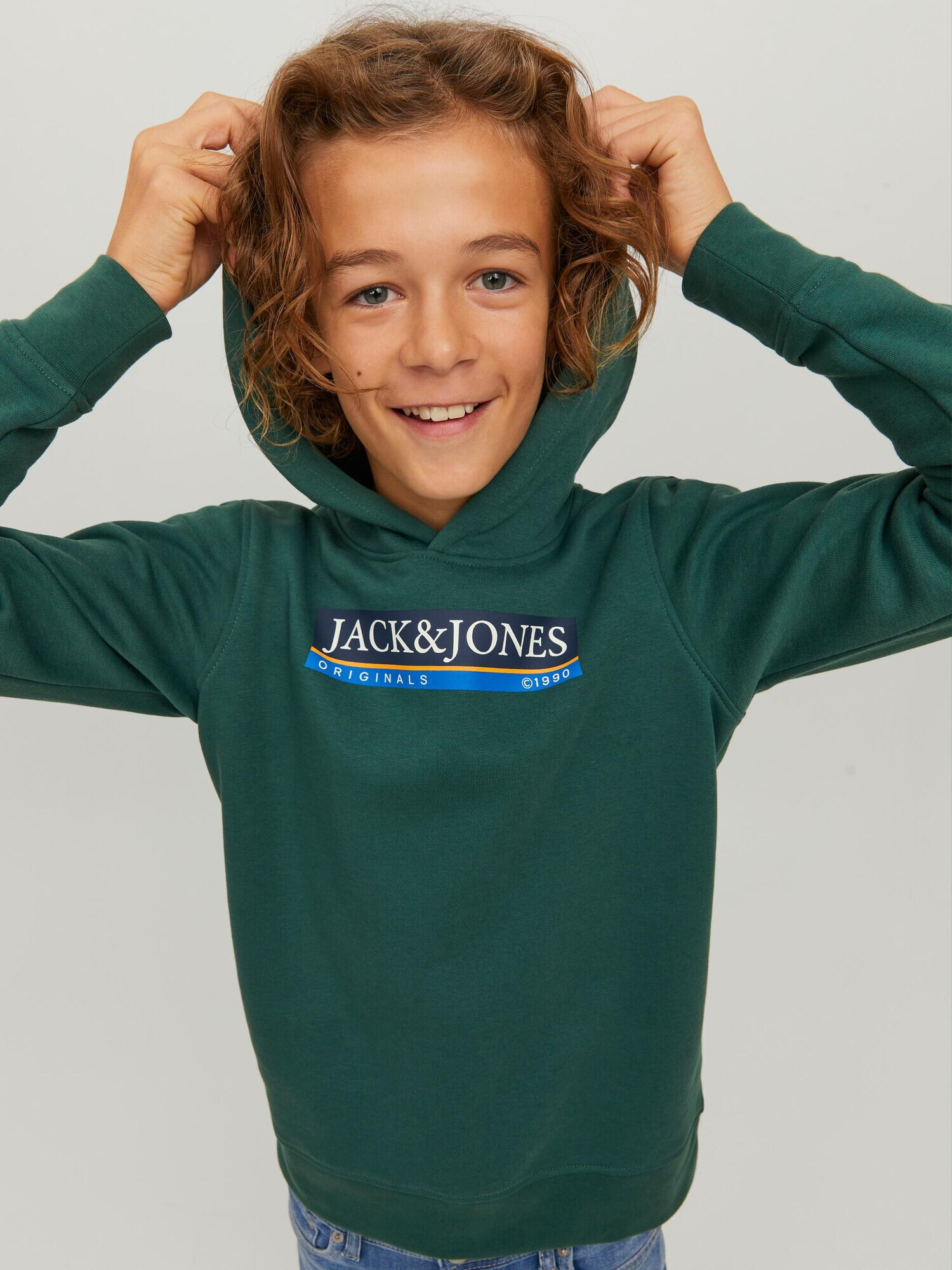 Jack & Jones Junior Bluză de molton 'Codyy' albastru / maro caramel / verde închis / alb - Pled.ro