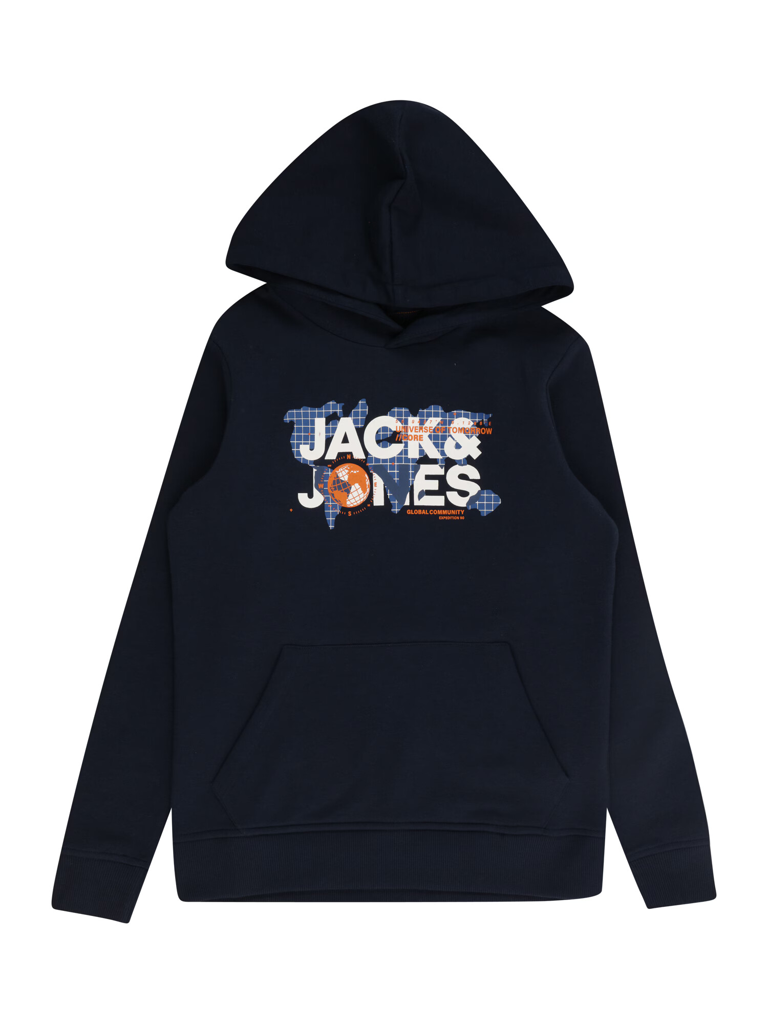 Jack & Jones Junior Bluză de molton 'Dust' bleumarin / albastru regal / portocaliu / alb - Pled.ro