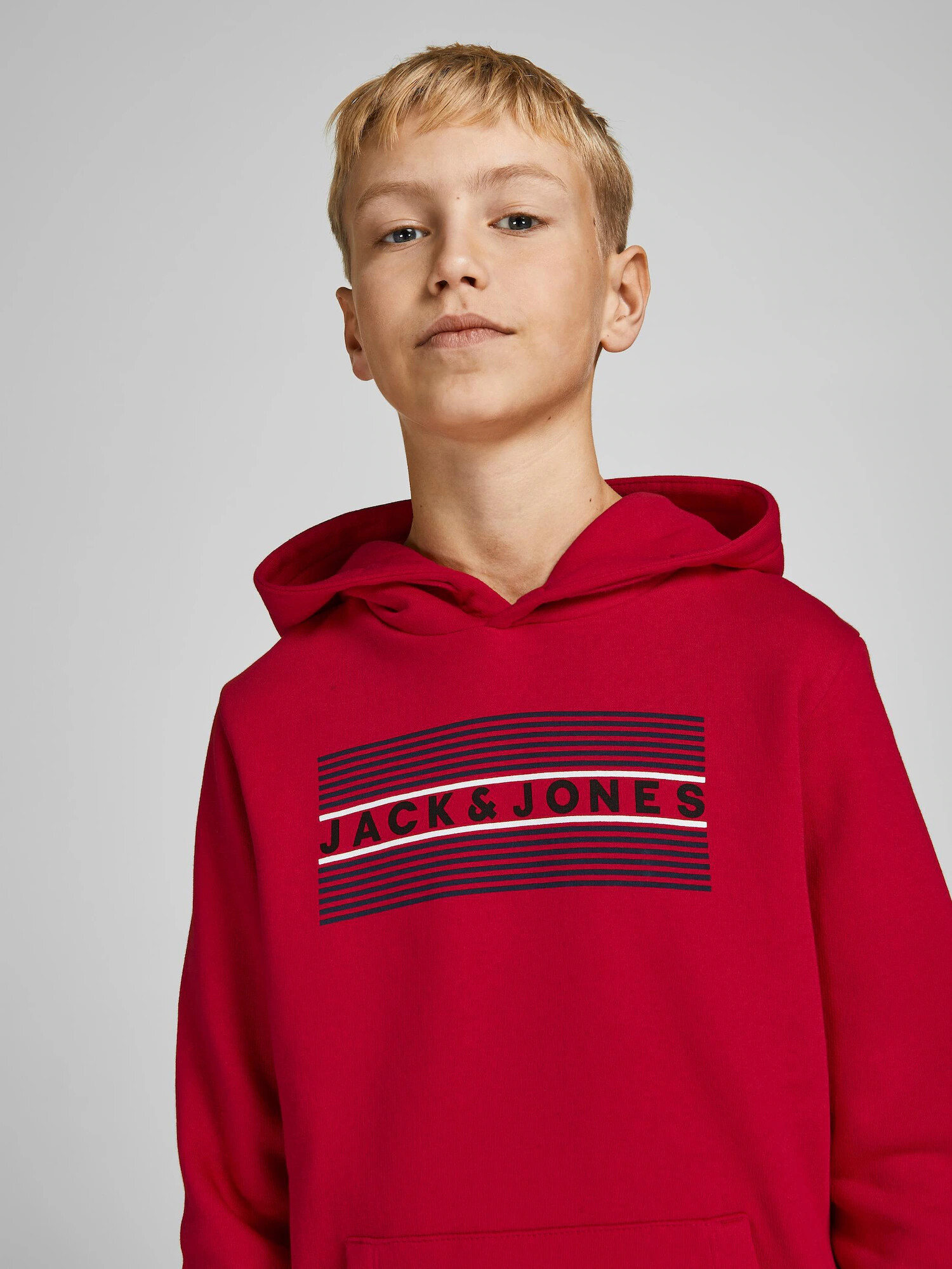 Jack & Jones Junior Bluză de molton roșu rodie / negru / alb - Pled.ro