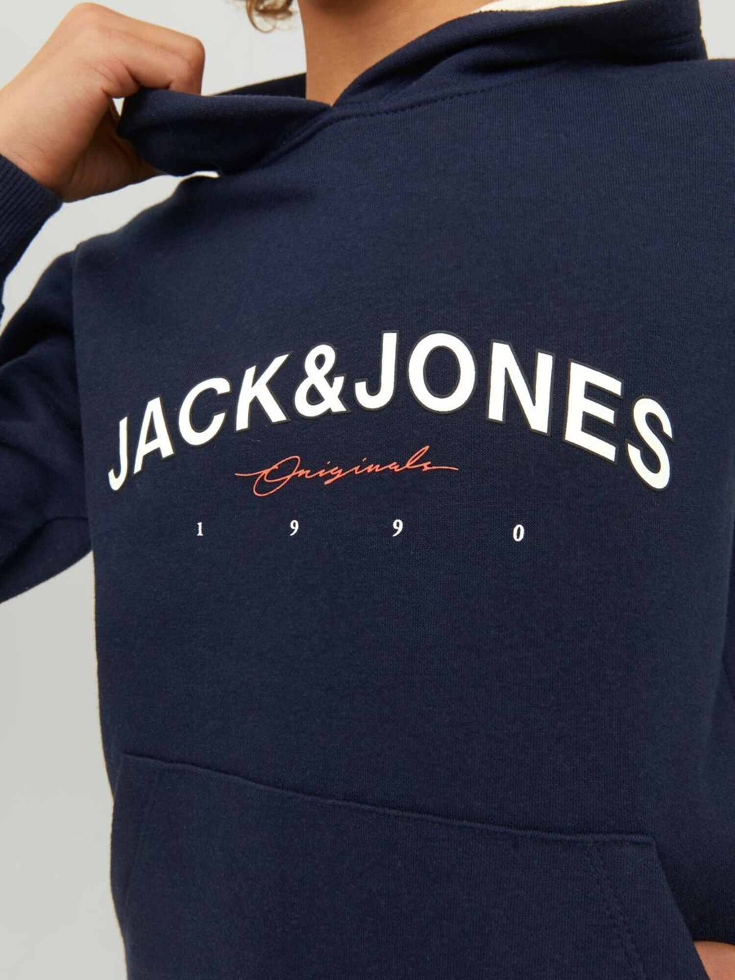 Jack & Jones Junior Bluză de molton 'Friday' albastru închis / roșu carmin / alb - Pled.ro