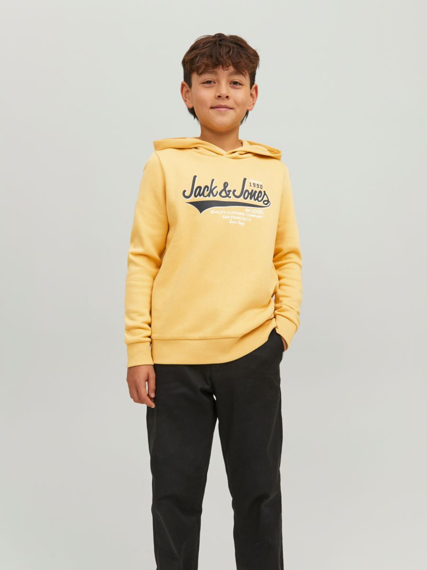 Jack & Jones Junior Bluză de molton galben / gri / alb - Pled.ro