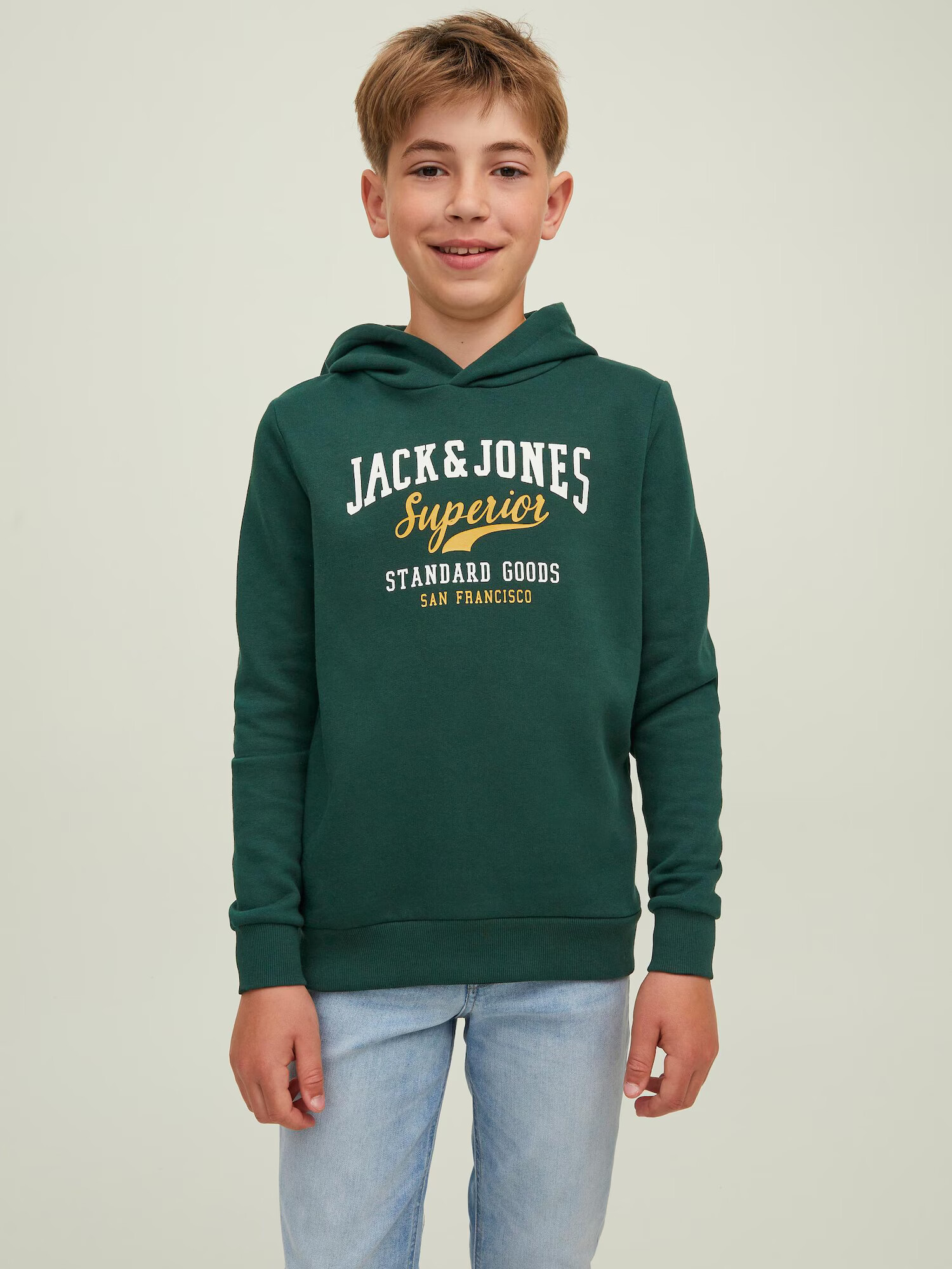 Jack & Jones Junior Bluză de molton galben citron / verde smarald / alb - Pled.ro