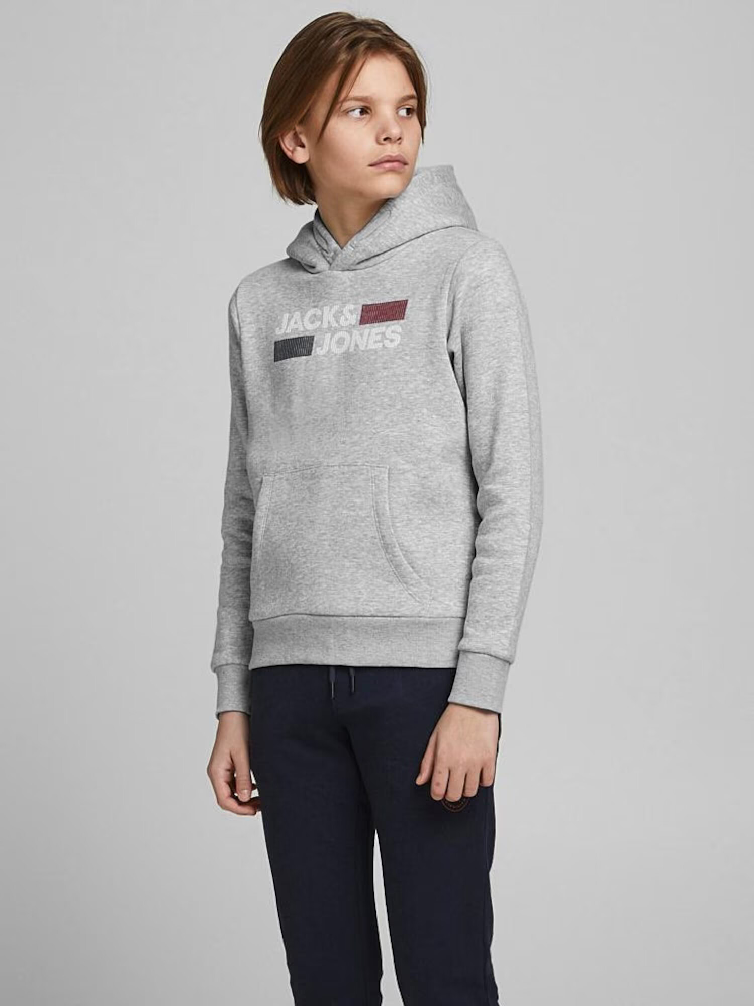 Jack & Jones Junior Bluză de molton gri amestecat / roşu închis / negru / alb - Pled.ro