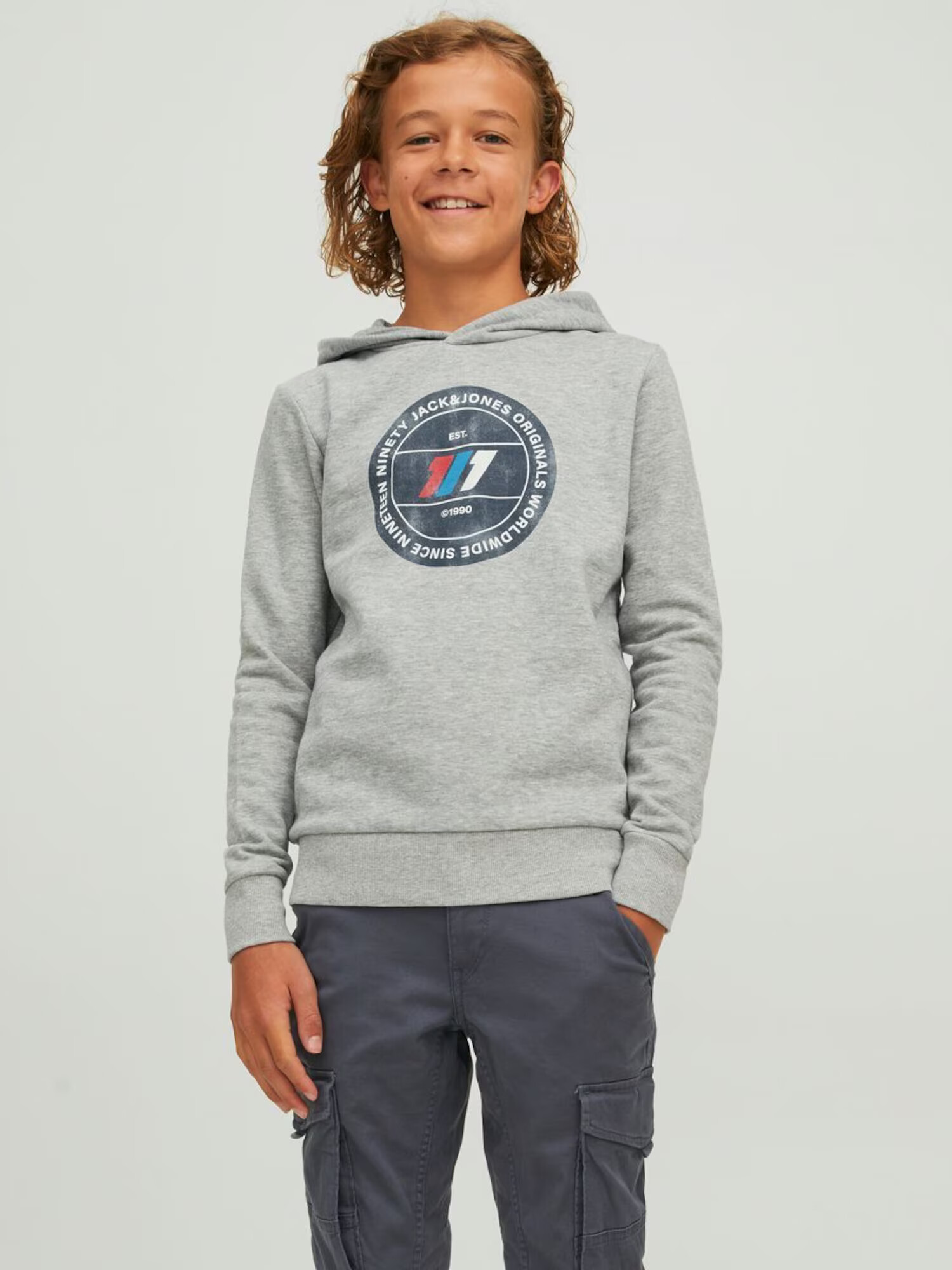 Jack & Jones Junior Bluză de molton gri amestecat / roșu / negru / alb - Pled.ro