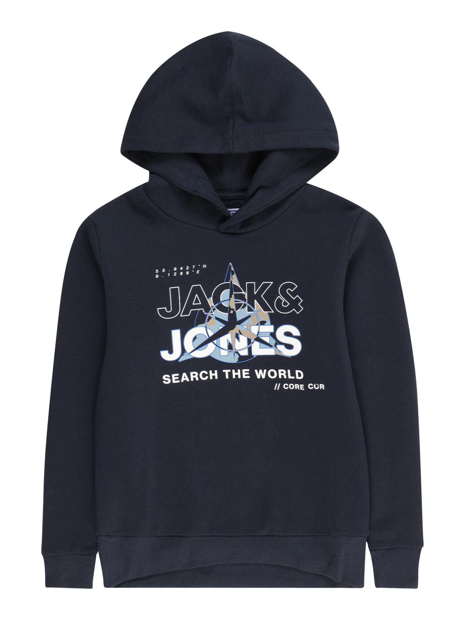 Jack & Jones Junior Bluză de molton 'HUNT' șamoa / bleumarin / albastru deschis / alb - Pled.ro